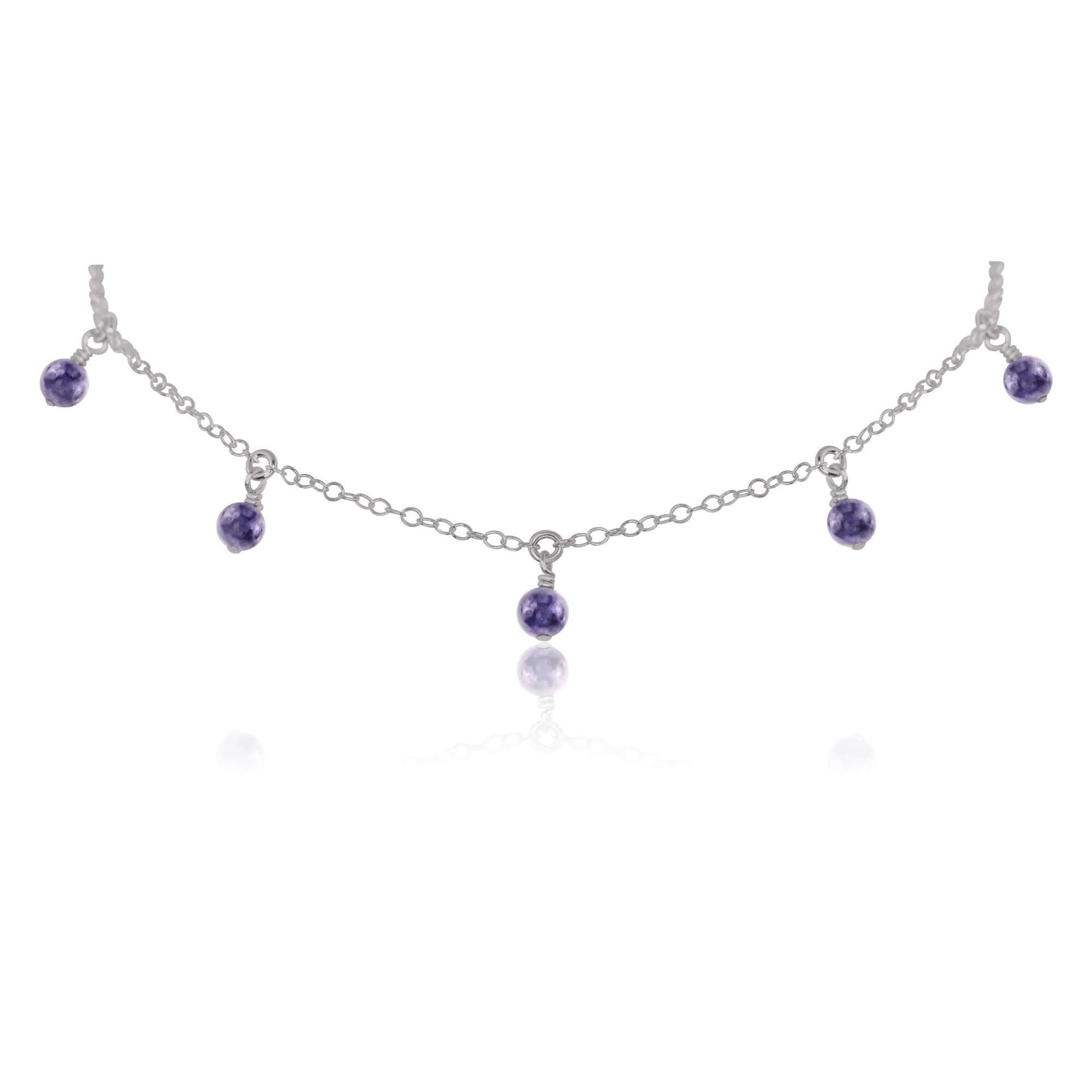 Iolite Bead Drop Choker - Iolite Bead Drop Choker - Stainless Steel - Luna Tide Handmade Crystal Jewellery