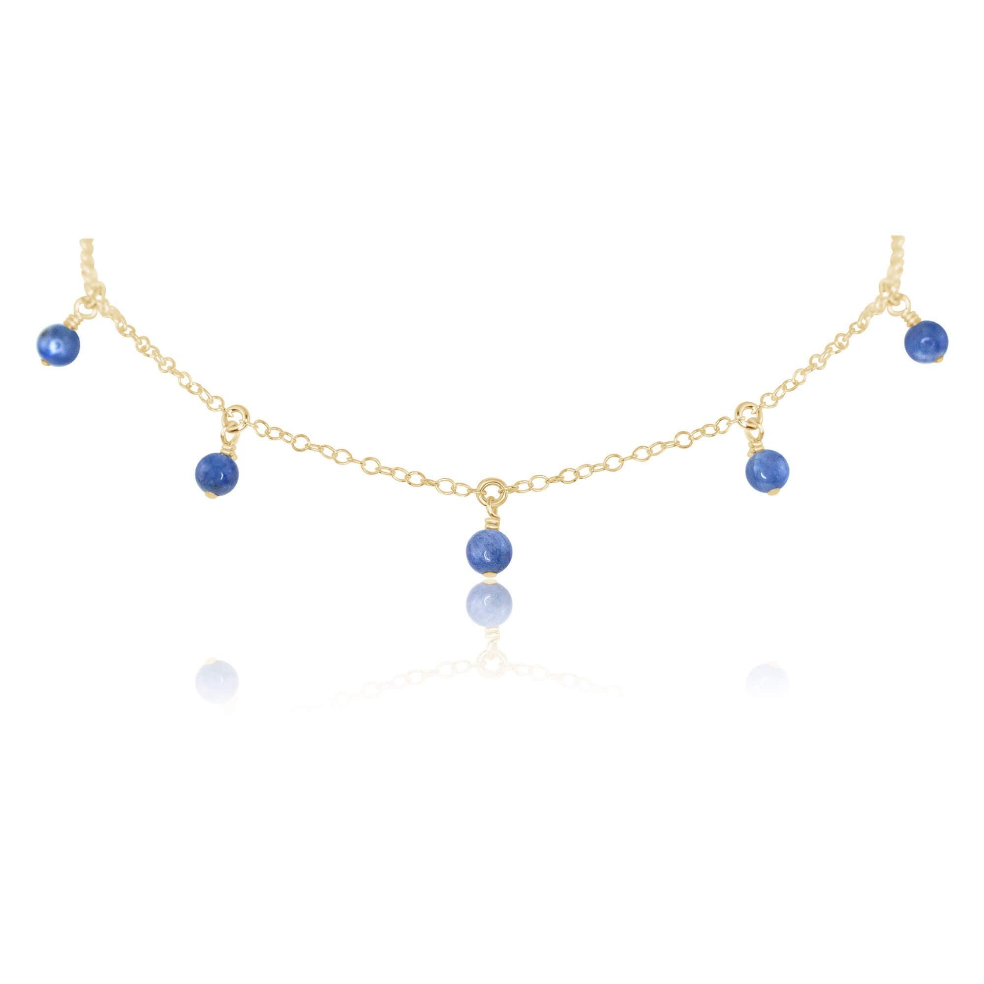 Kyanite Bead Drop Choker - Kyanite Bead Drop Choker - 14k Gold Fill - Luna Tide Handmade Crystal Jewellery