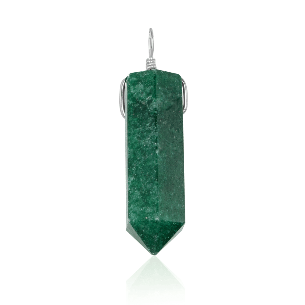 Large Aventurine Crystal Tower Point Generator Pendant - Large Aventurine Crystal Tower Point Generator Pendant - Sterling Silver - Luna Tide Handmade Crystal Jewellery