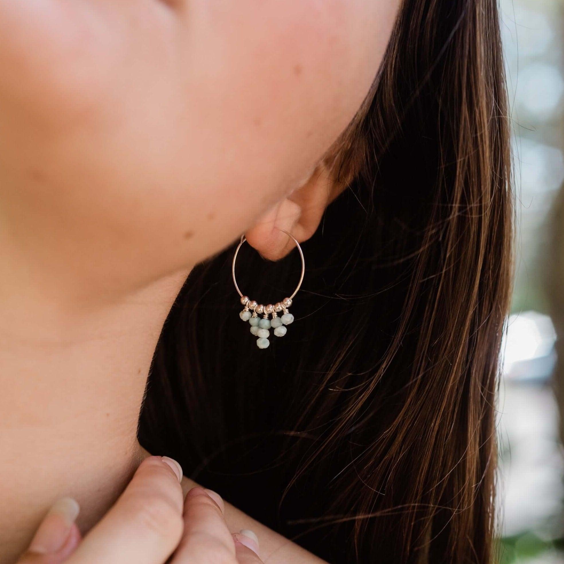 Larimar Statement Hoop Earrings - Larimar Statement Hoop Earrings - 14k Gold Fill - Luna Tide Handmade Crystal Jewellery
