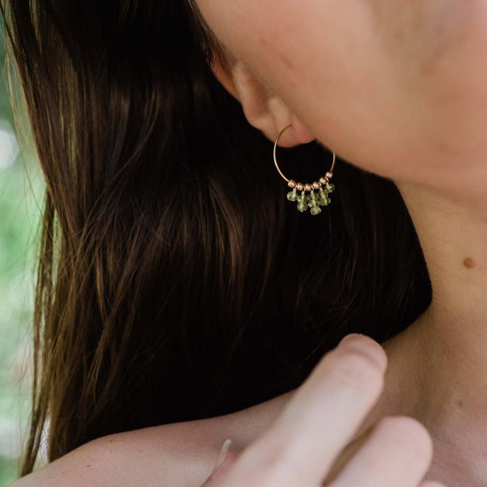 Peridot Statement Hoop Earrings - Peridot Statement Hoop Earrings - 14k Gold Fill - Luna Tide Handmade Crystal Jewellery