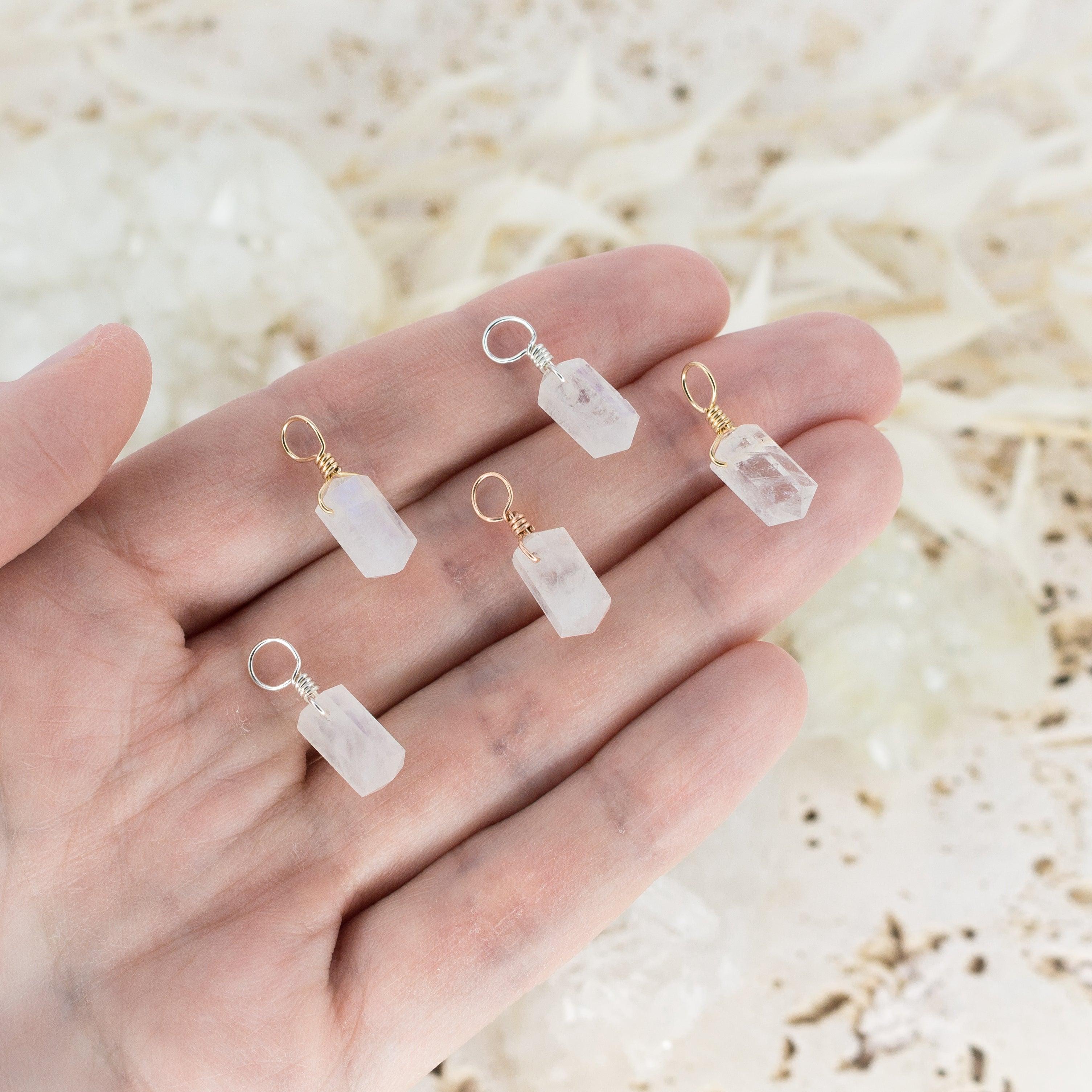 Rainbow Moonstone Mini Double Terminated Crystal Point Pendant - Rainbow Moonstone Mini Double Terminated Crystal Point Pendant - 14k Gold Fill - Luna Tide Handmade Crystal Jewellery