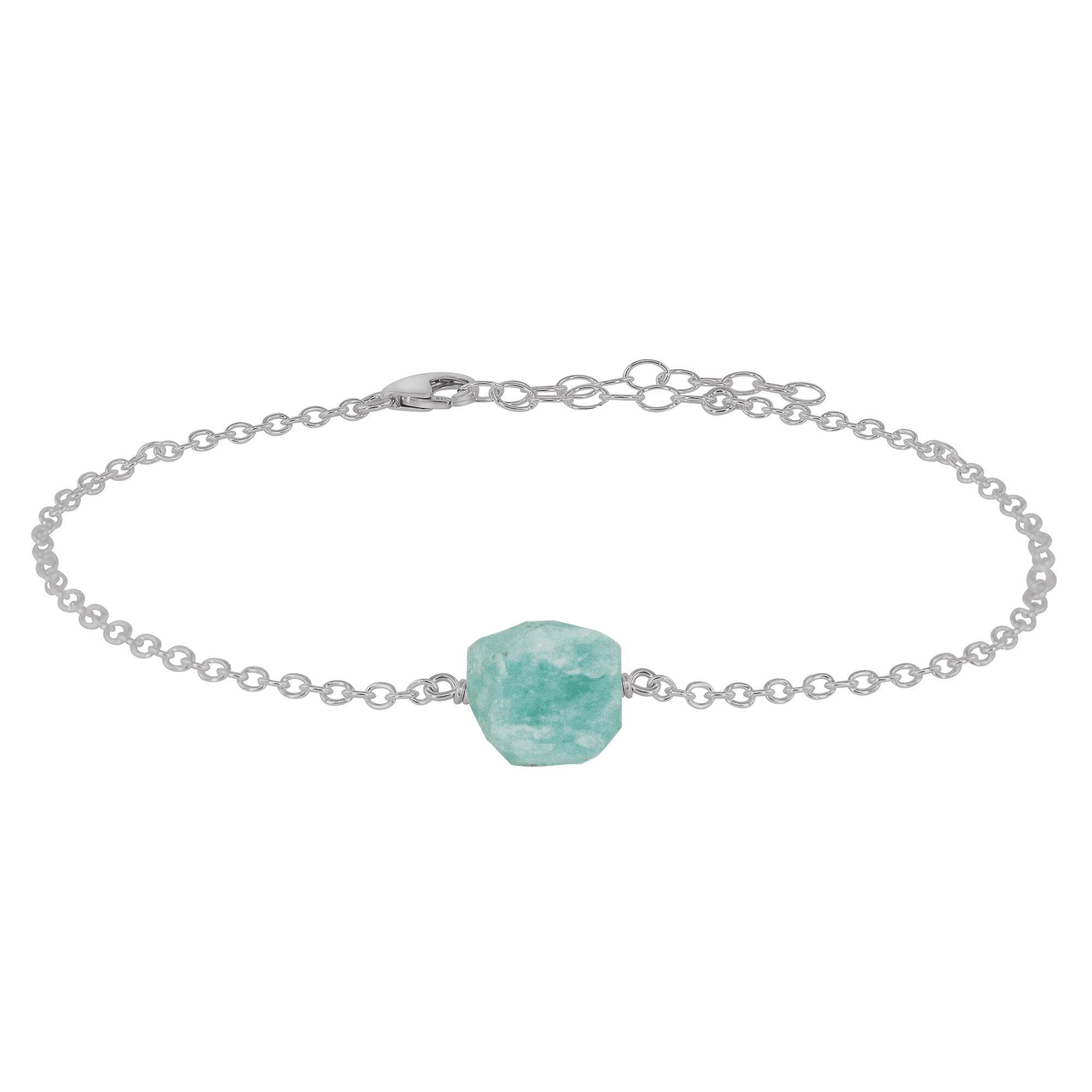 Raw Amazonite Crystal Nugget Anklet - Raw Amazonite Crystal Nugget Anklet - Stainless Steel - Luna Tide Handmade Crystal Jewellery