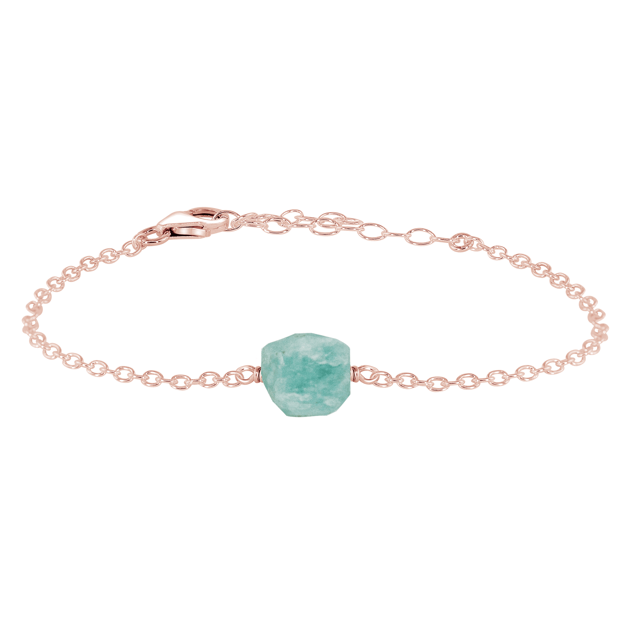 Raw Amazonite Crystal Nugget Bracelet - Raw Amazonite Crystal Nugget Bracelet - 14k Rose Gold Fill - Luna Tide Handmade Crystal Jewellery