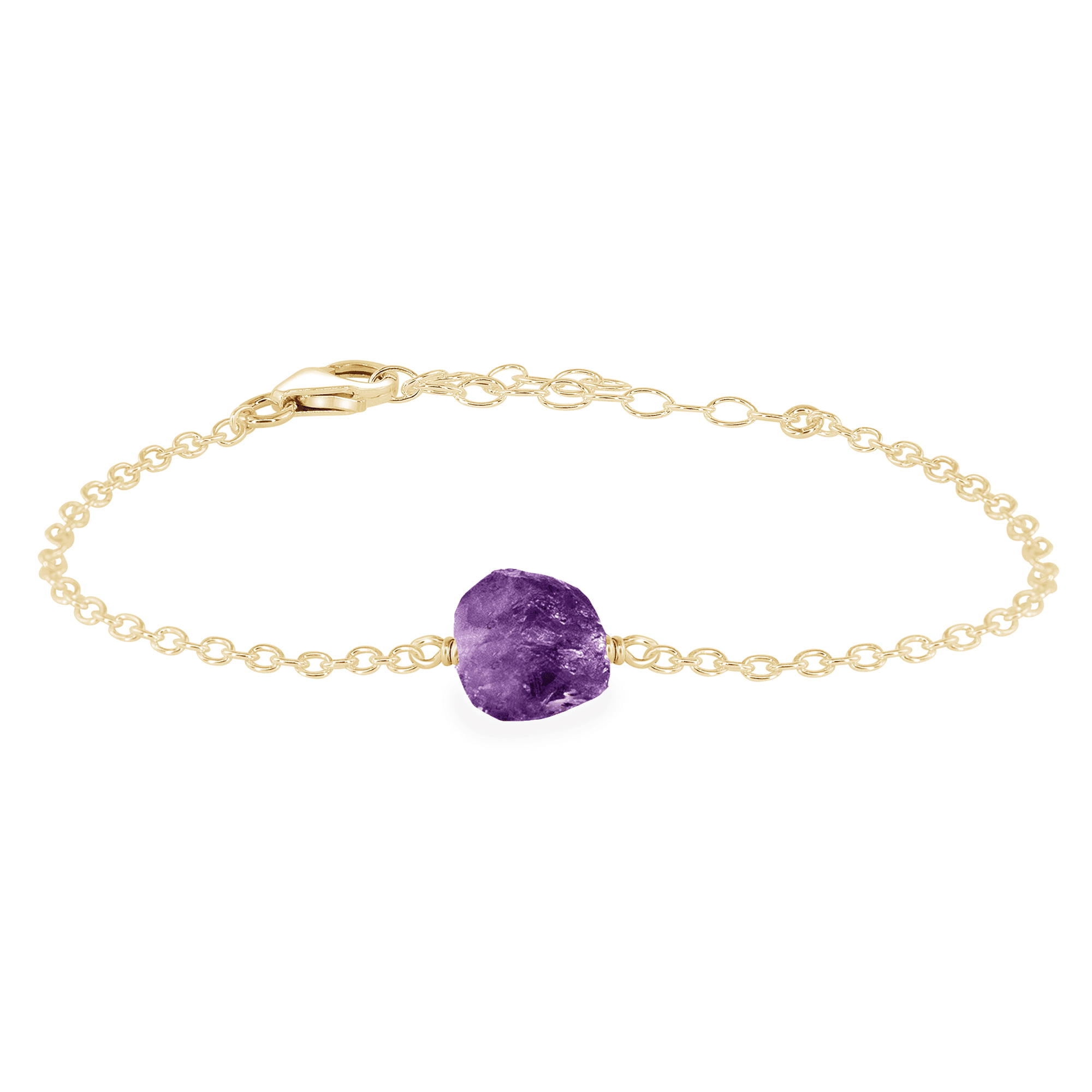 Raw Amethyst Crystal Nugget Bracelet - Raw Amethyst Crystal Nugget Bracelet - 14k Gold Fill - Luna Tide Handmade Crystal Jewellery