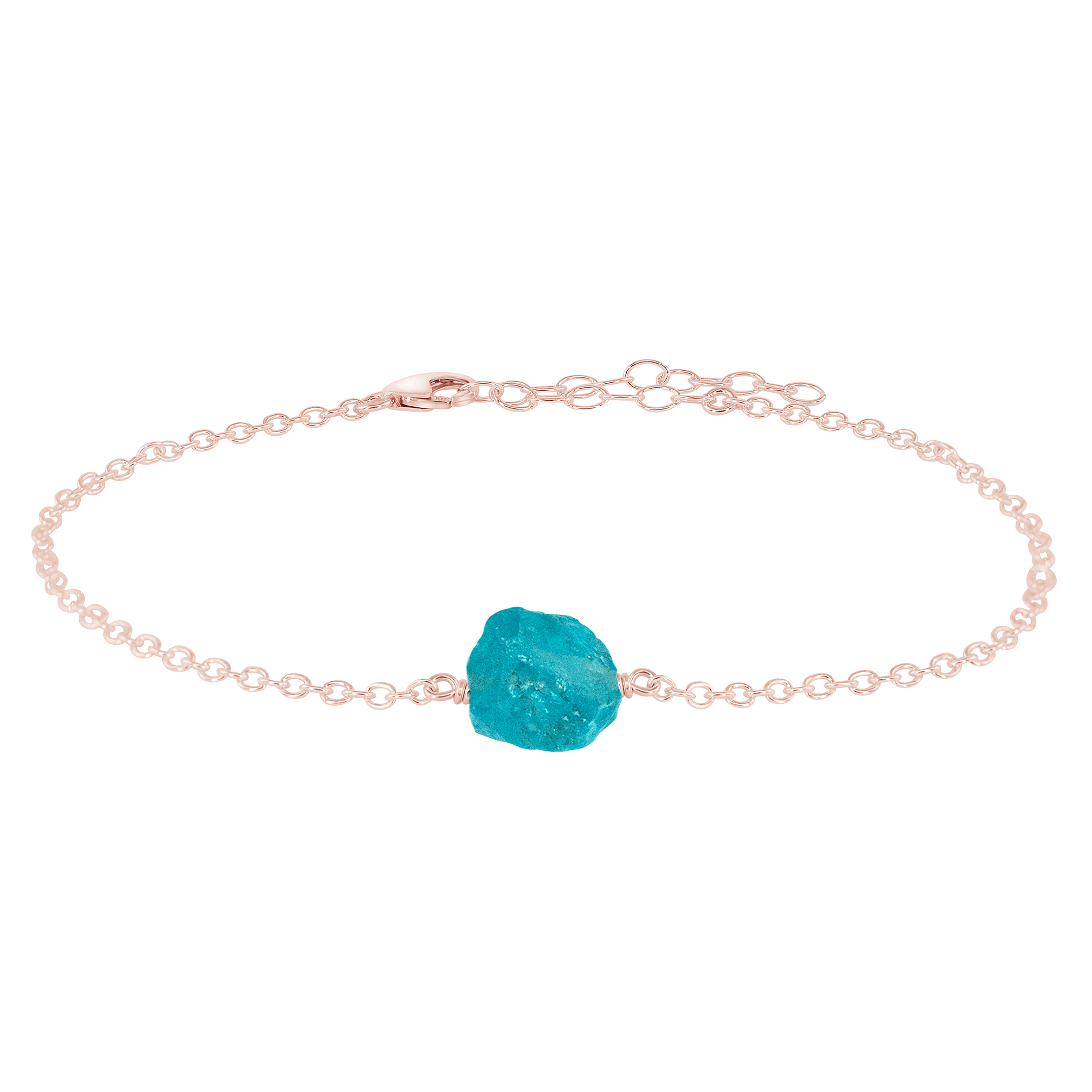 Raw Apatite Crystal Nugget Anklet - Raw Apatite Crystal Nugget Anklet - 14k Rose Gold Fill - Luna Tide Handmade Crystal Jewellery