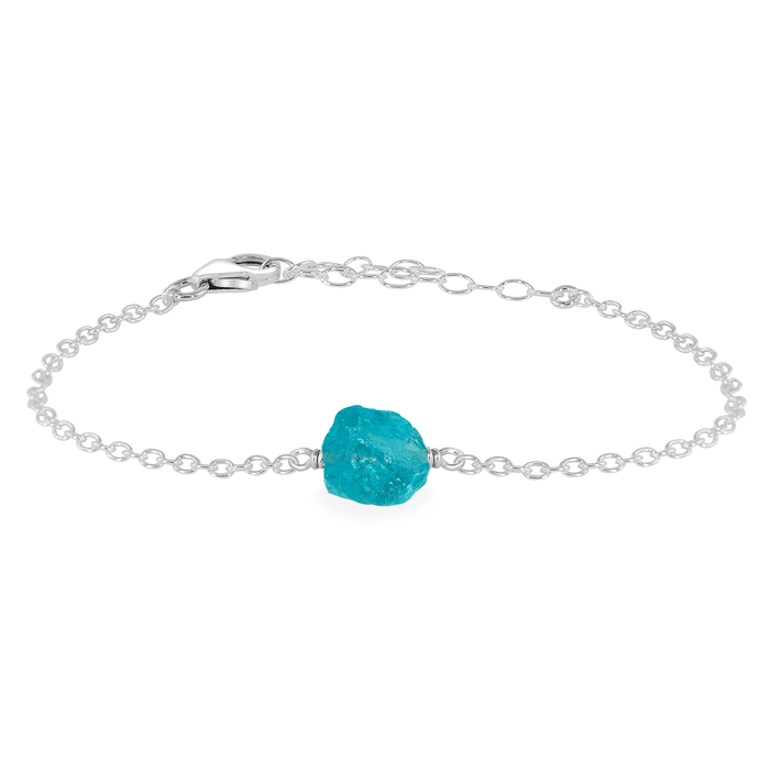 Raw Apatite Crystal Nugget Bracelet - Raw Apatite Crystal Nugget Bracelet - Sterling Silver - Luna Tide Handmade Crystal Jewellery