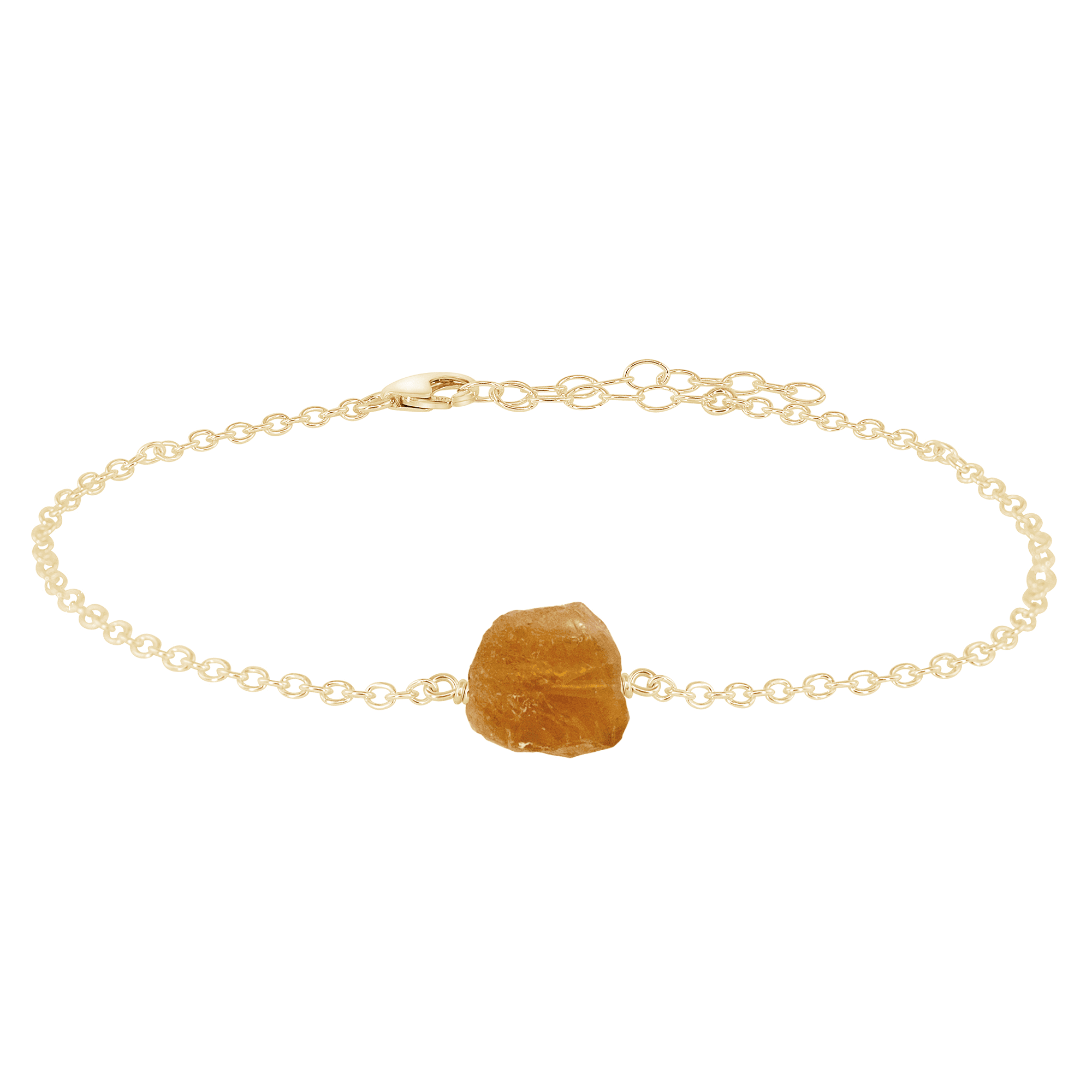 Raw Citrine Crystal Nugget Anklet - Raw Citrine Crystal Nugget Anklet - 14k Gold Fill - Luna Tide Handmade Crystal Jewellery