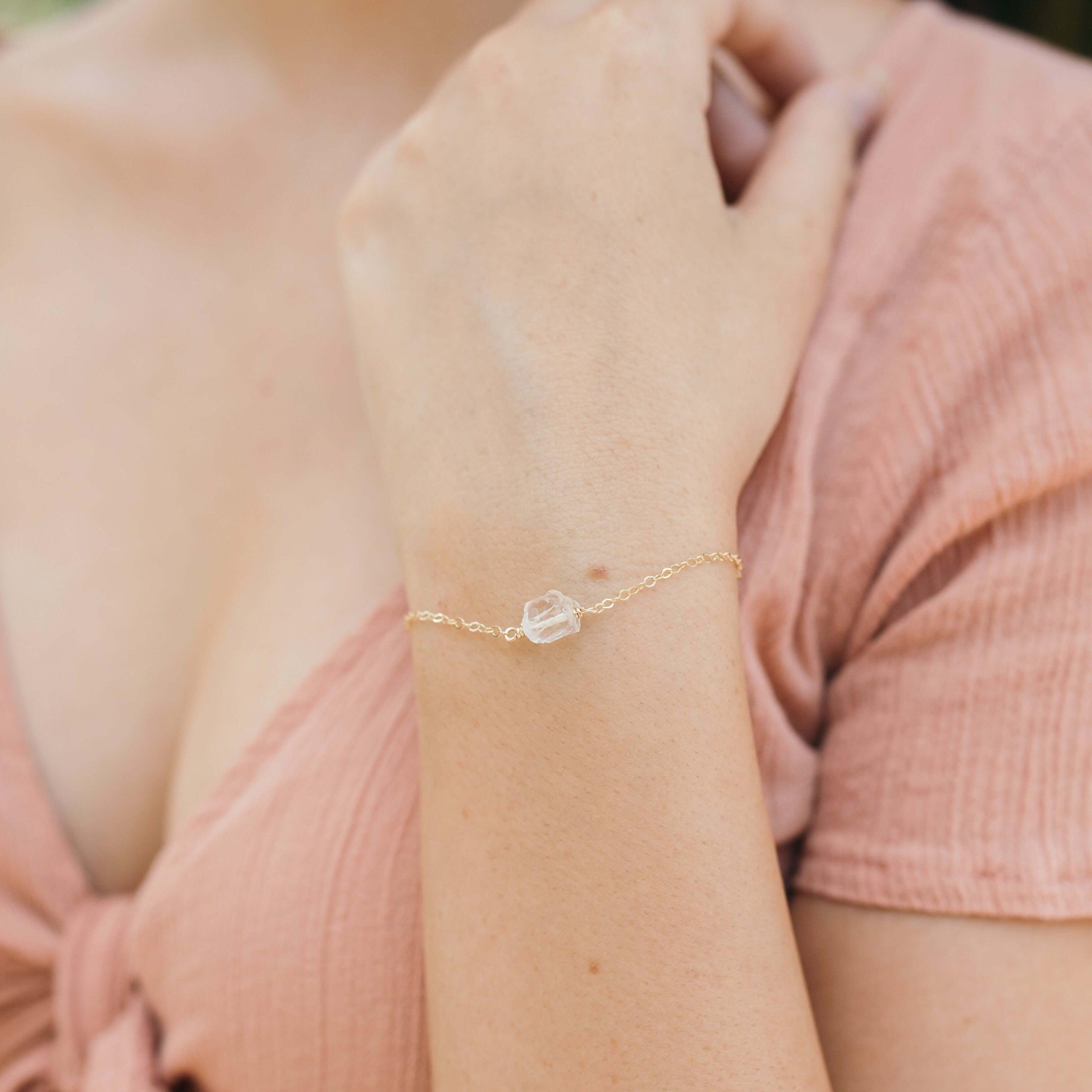Raw Crystal Quartz Crystal Nugget Bracelet - Raw Crystal Quartz Crystal Nugget Bracelet - 14k Gold Fill - Luna Tide Handmade Crystal Jewellery