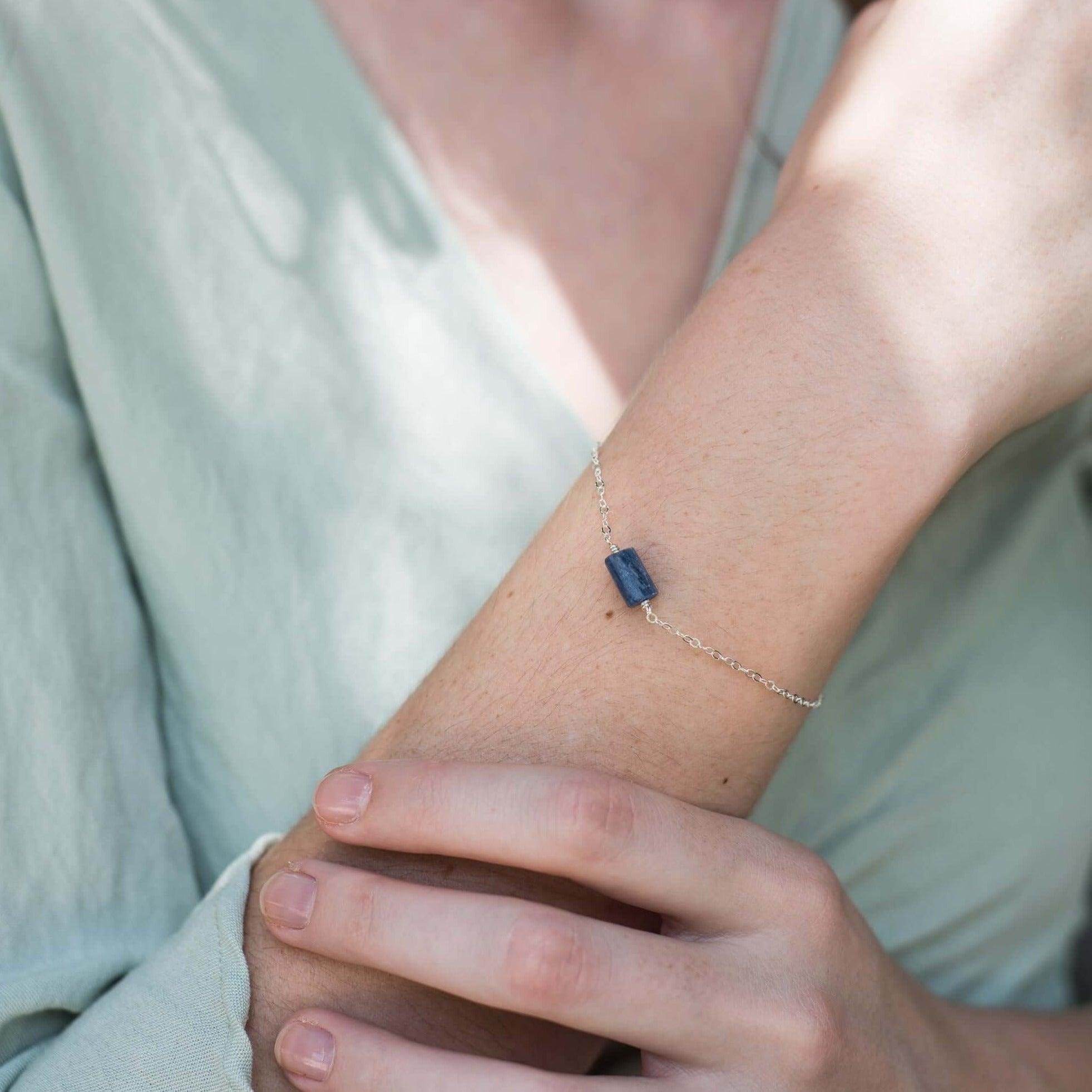 Raw Kyanite Crystal Nugget Bracelet - Raw Kyanite Crystal Nugget Bracelet - Sterling Silver - Luna Tide Handmade Crystal Jewellery