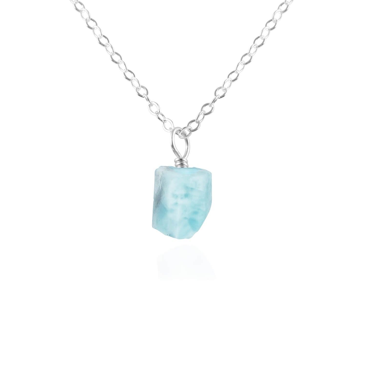 Raw Larimar Natural Crystal Pendant Necklace - Raw Larimar Natural Crystal Pendant Necklace - Sterling Silver / Cable - Luna Tide Handmade Crystal Jewellery