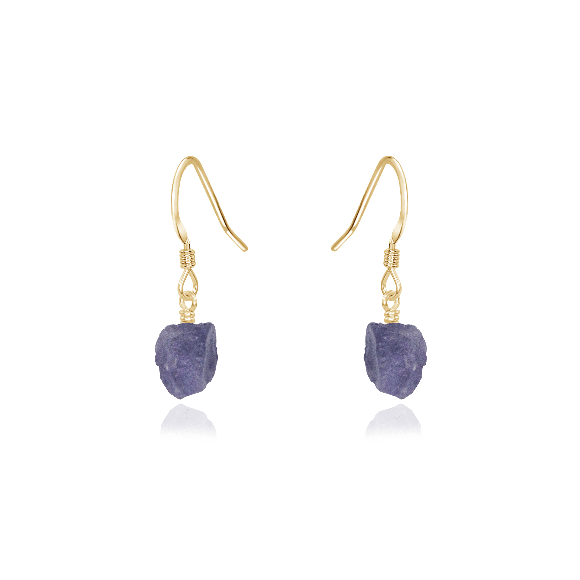 Raw Purple Tanzanite Crystal Dangle Drop Earrings - Raw Purple Tanzanite Crystal Dangle Drop Earrings - 14k Gold Fill - Luna Tide Handmade Crystal Jewellery