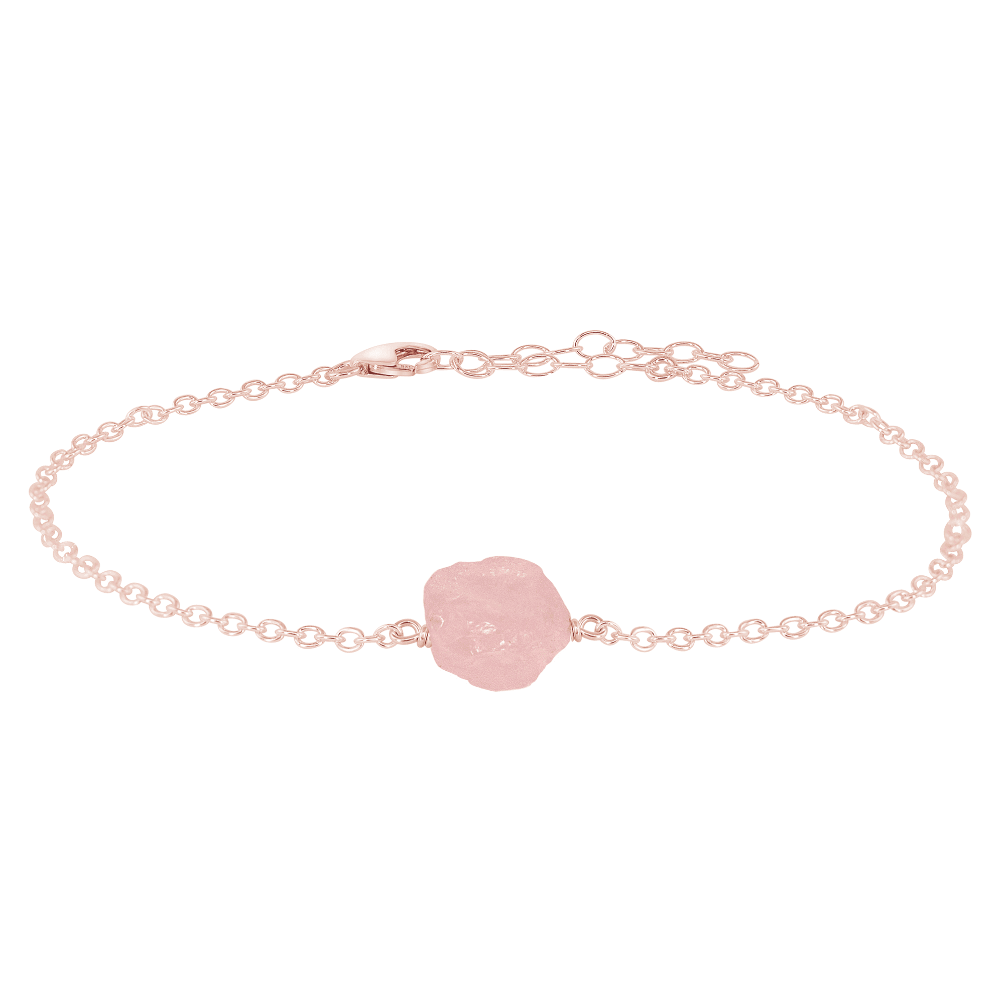 Raw Rose Quartz Crystal Nugget Anklet - Raw Rose Quartz Crystal Nugget Anklet - 14k Rose Gold Fill - Luna Tide Handmade Crystal Jewellery