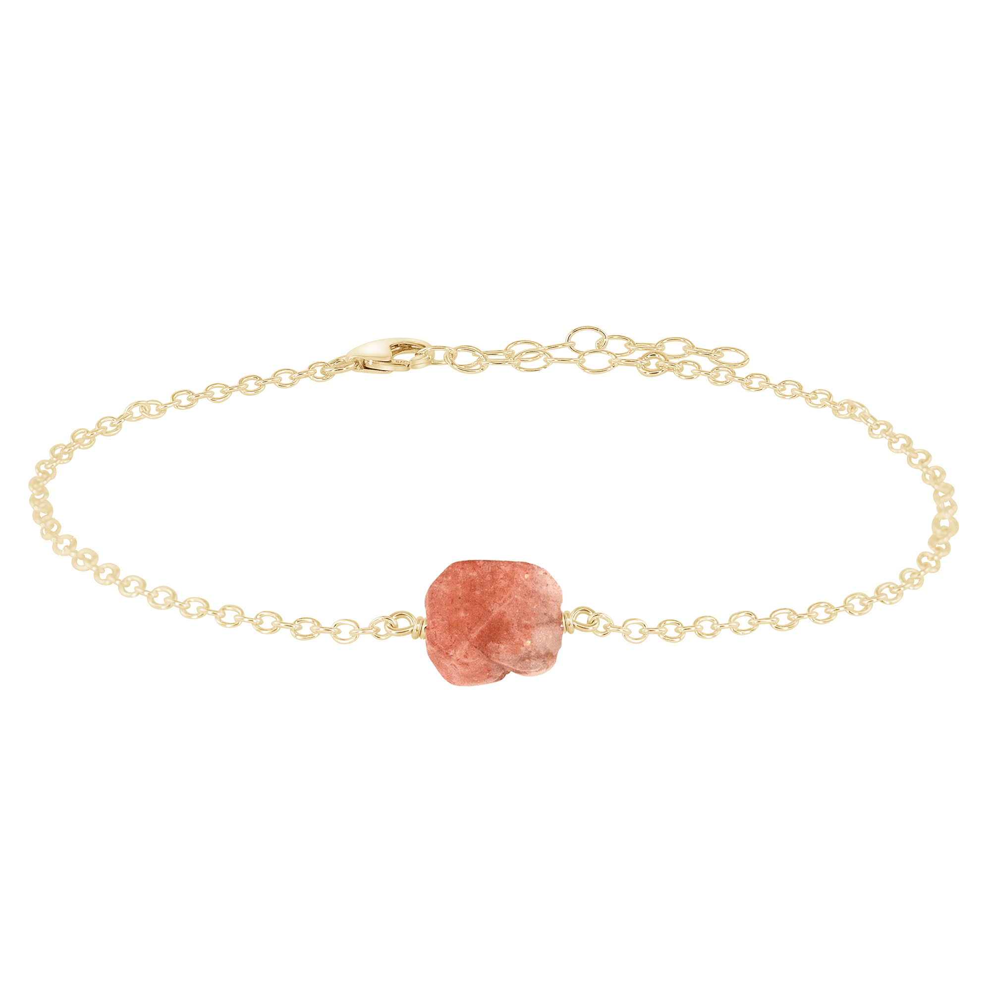 Raw Sunstone Crystal Nugget Anklet - Raw Sunstone Crystal Nugget Anklet - 14k Gold Fill - Luna Tide Handmade Crystal Jewellery