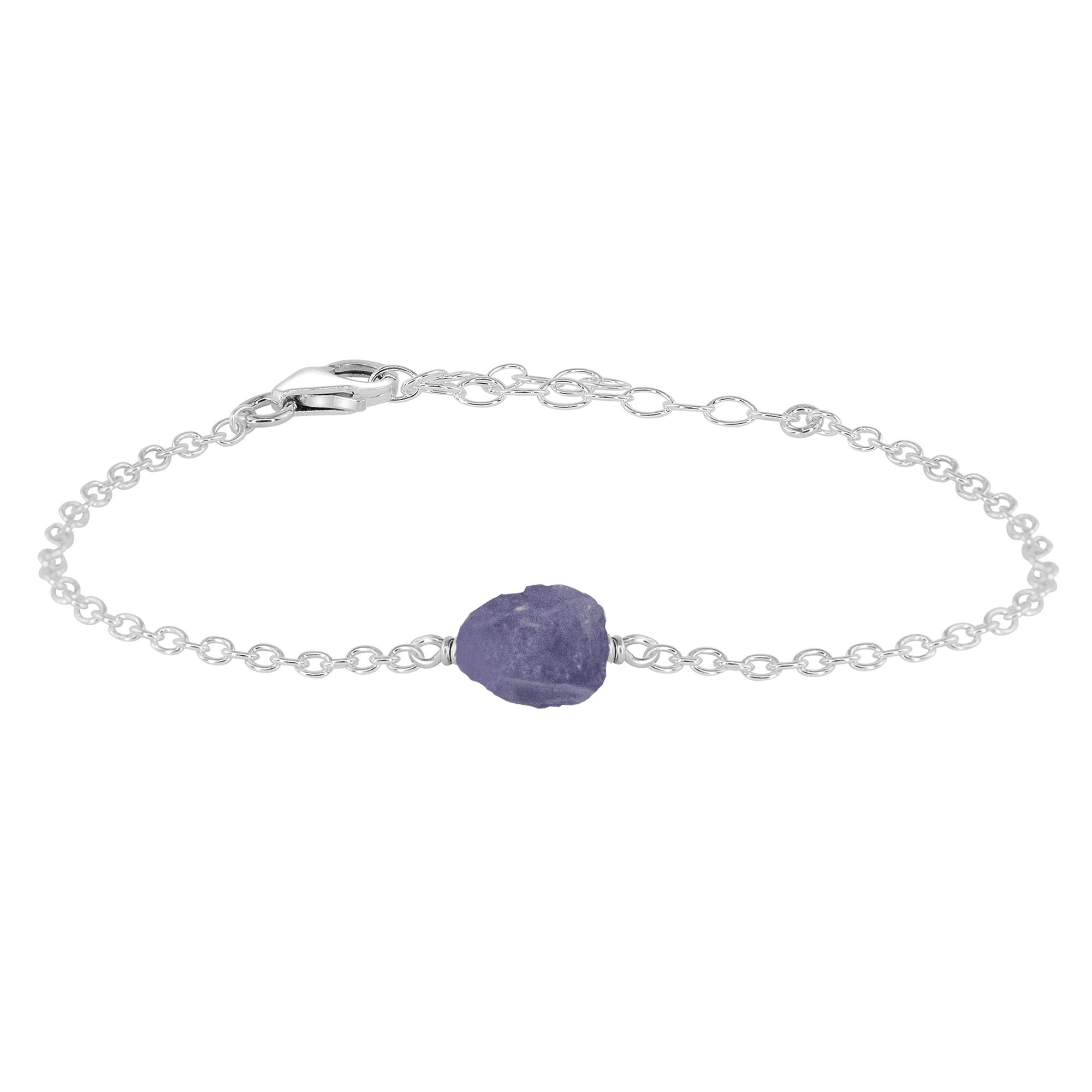 Raw Tanzanite Crystal Nugget Bracelet - Raw Tanzanite Crystal Nugget Bracelet - Sterling Silver - Luna Tide Handmade Crystal Jewellery