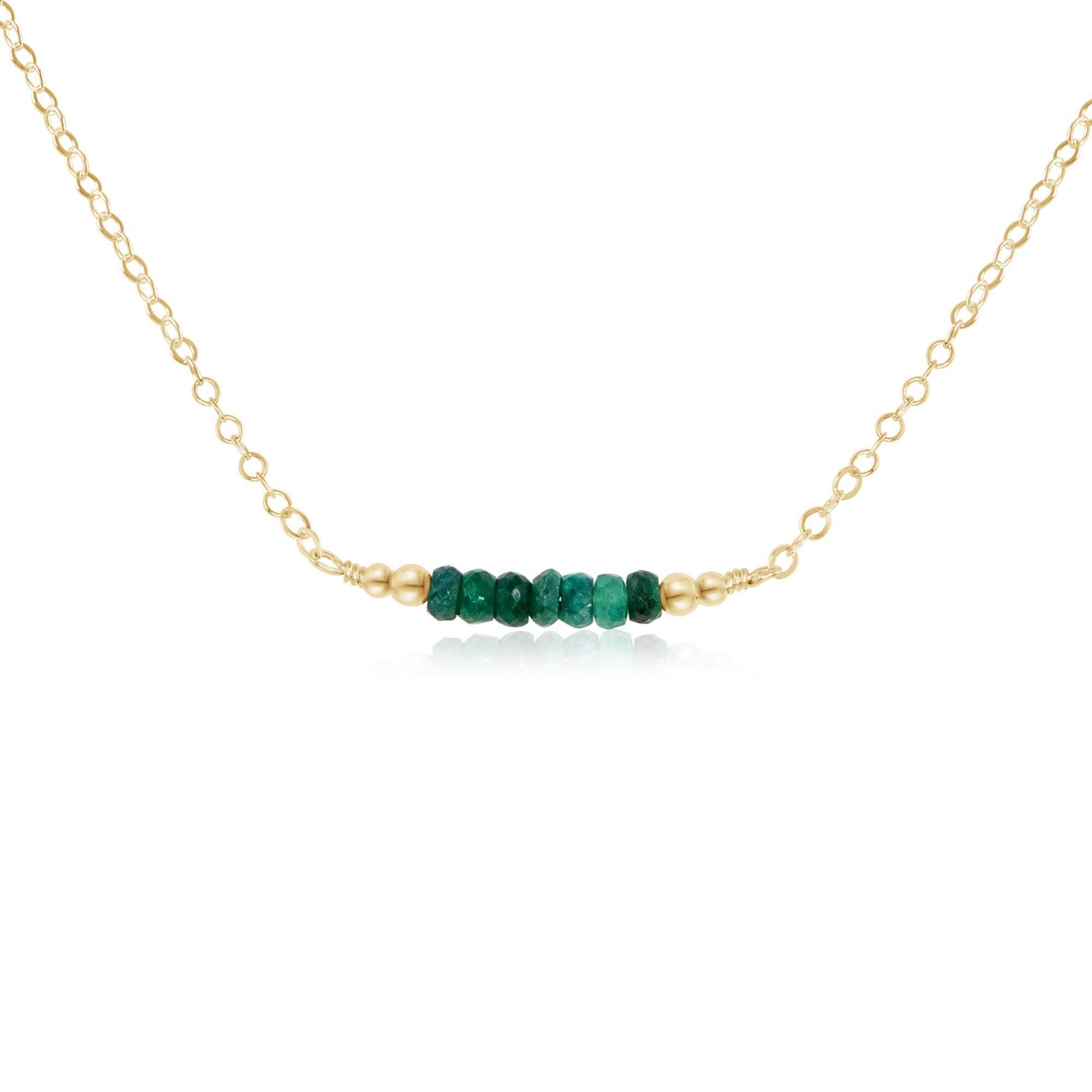 Sparkling Green Emerald Faceted Bead Bar Necklace - Sparkling Green Emerald Faceted Bead Bar Necklace - 14k Gold Fill - Luna Tide Handmade Crystal Jewellery