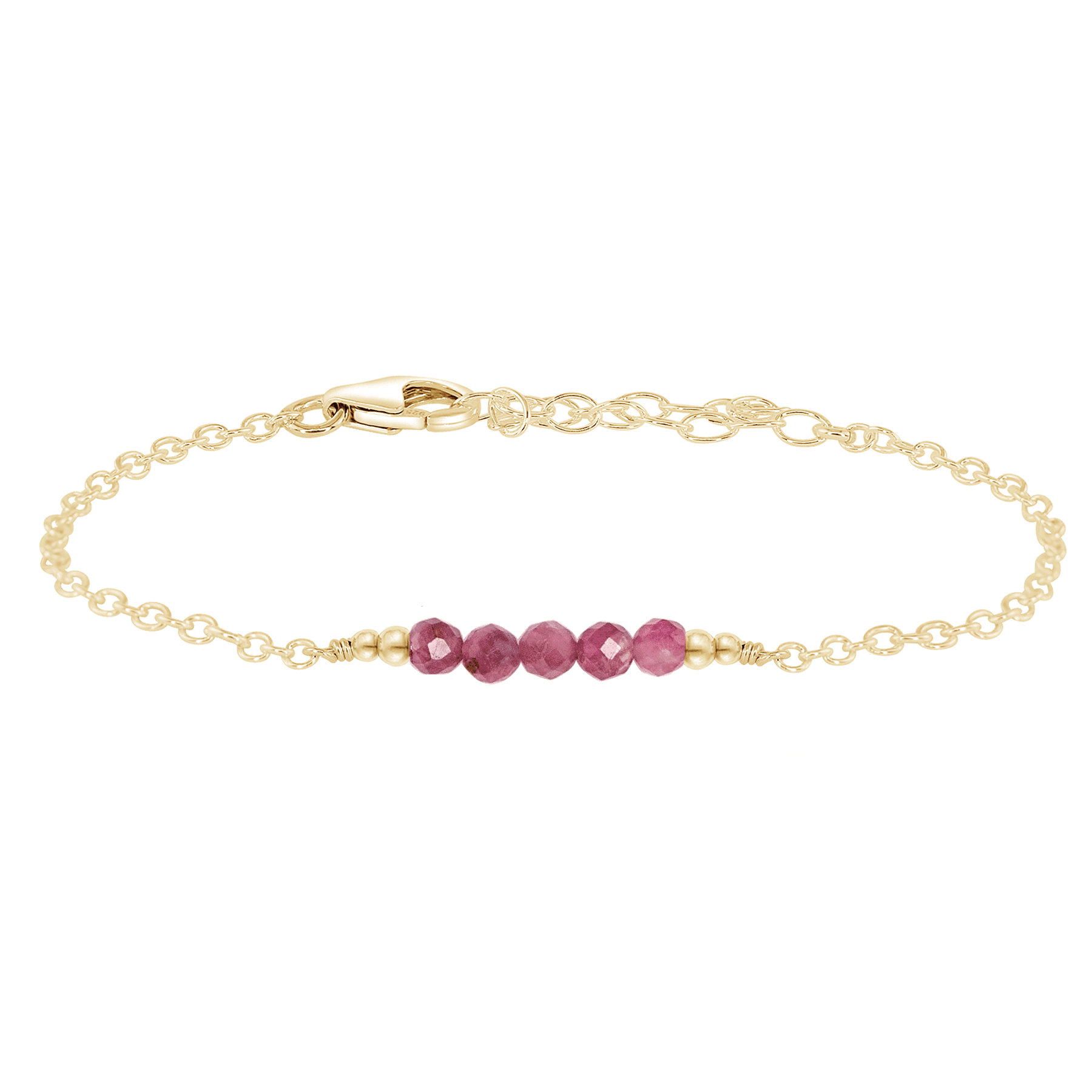 Sparkling Pink Tourmaline Gemstone Faceted Bead Bar Bracelet - Sparkling Pink Tourmaline Gemstone Faceted Bead Bar Bracelet - 14k Gold Fill - Luna Tide Handmade Crystal Jewellery