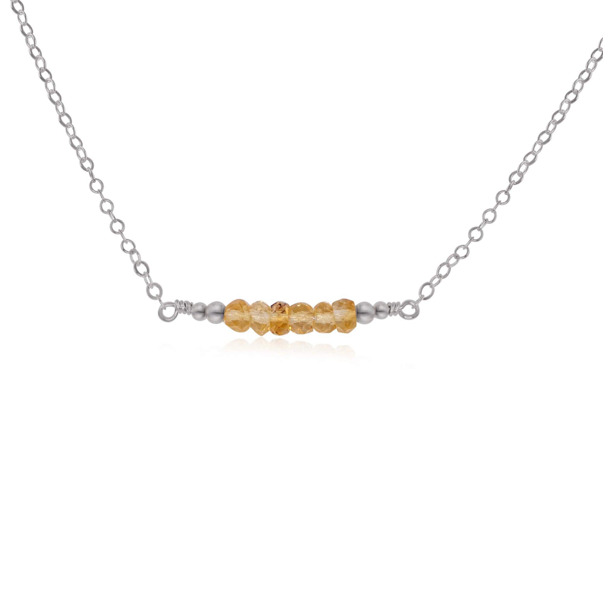 Sparkling Yellow Citrine Faceted Bead Bar Necklace - Sparkling Yellow Citrine Faceted Bead Bar Necklace - Stainless Steel - Luna Tide Handmade Crystal Jewellery