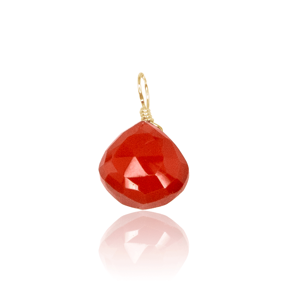 Tiny Carnelian Teardrop Gemstone Pendant - Tiny Carnelian Teardrop Gemstone Pendant - 14k Gold Fill - Luna Tide Handmade Crystal Jewellery