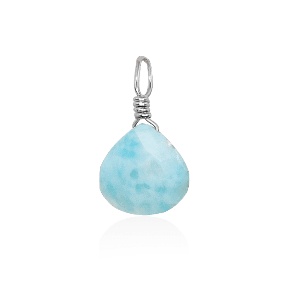 Tiny Larimar Teardrop Gemstone Pendant - Tiny Larimar Teardrop Gemstone Pendant - Sterling Silver - Luna Tide Handmade Crystal Jewellery
