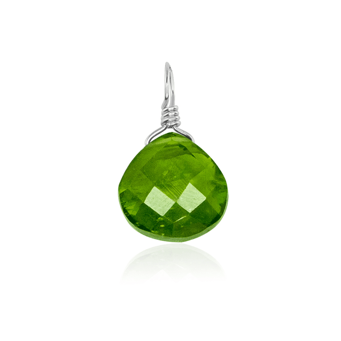 Tiny Peridot Teardrop Gemstone Pendant - Tiny Peridot Teardrop Gemstone Pendant - Sterling Silver - Luna Tide Handmade Crystal Jewellery
