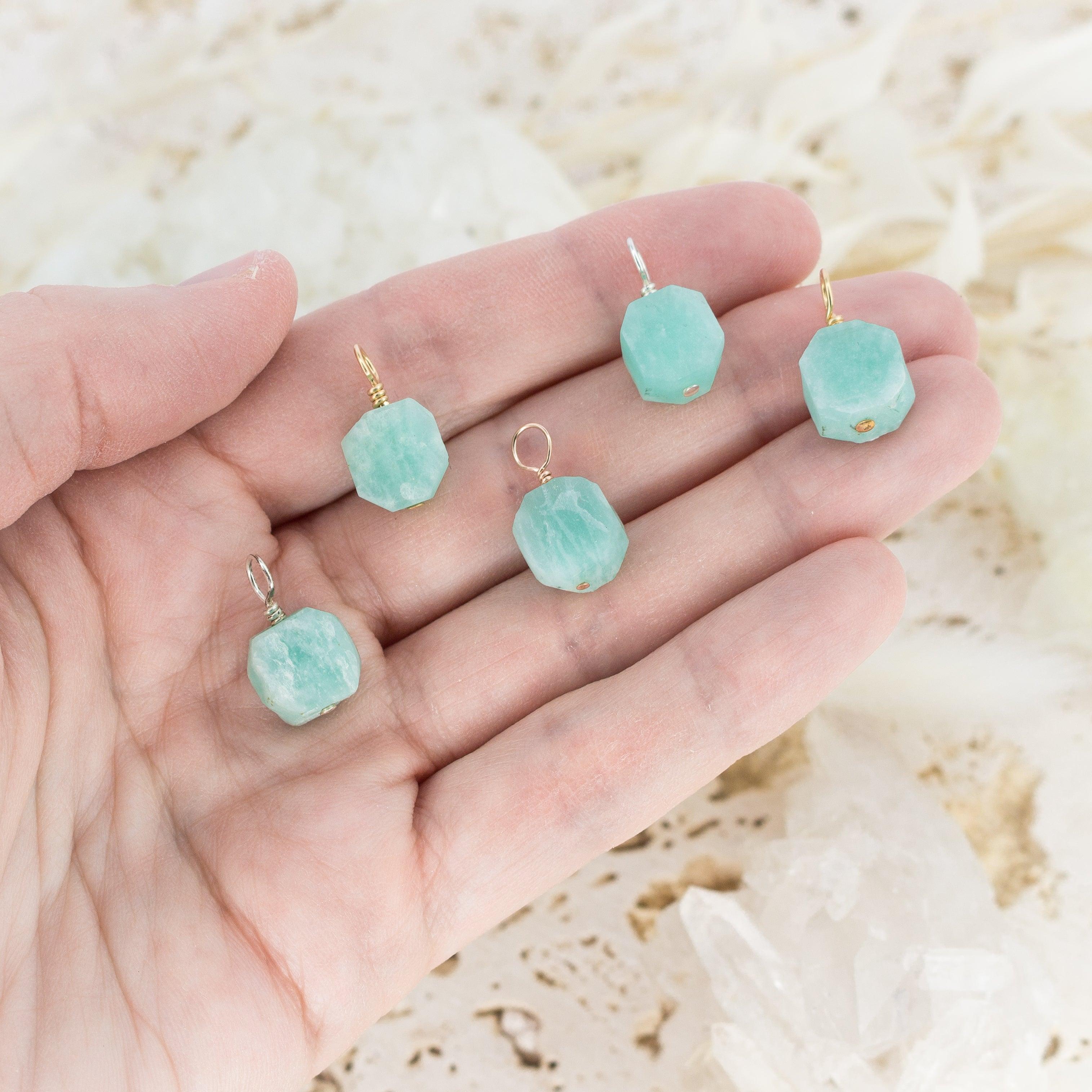 Tiny Raw Amazonite Crystal Pendant - Tiny Raw Amazonite Crystal Pendant - Sterling Silver - Luna Tide Handmade Crystal Jewellery