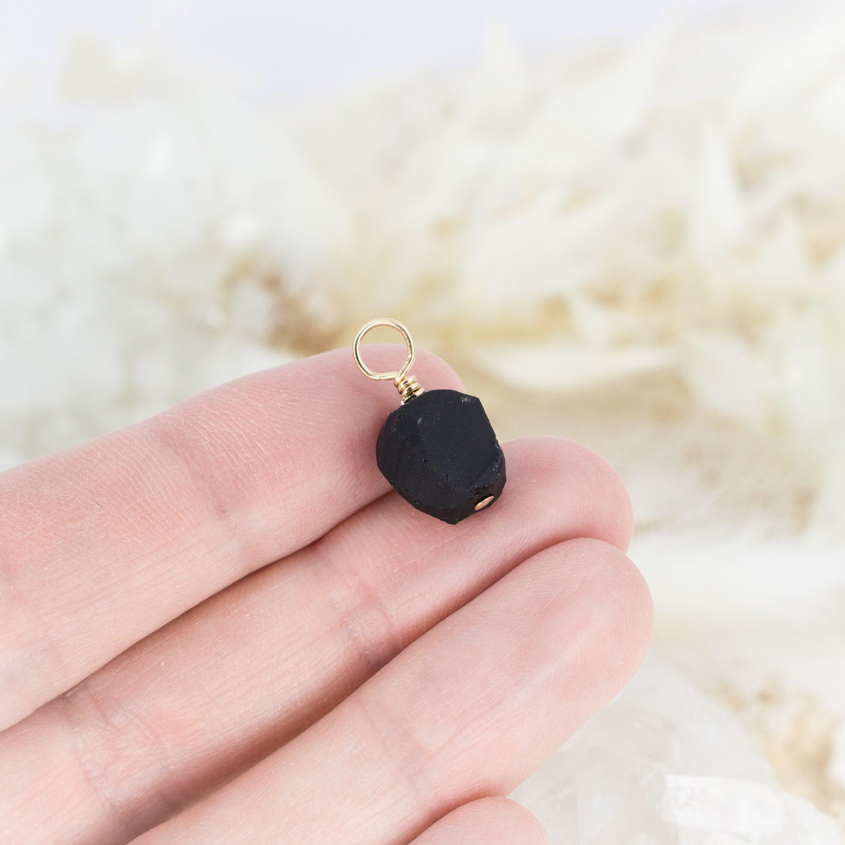 Tiny Raw Obsidian Crystal Pendant - Tiny Raw Obsidian Crystal Pendant - 14k Gold Fill - Luna Tide Handmade Crystal Jewellery