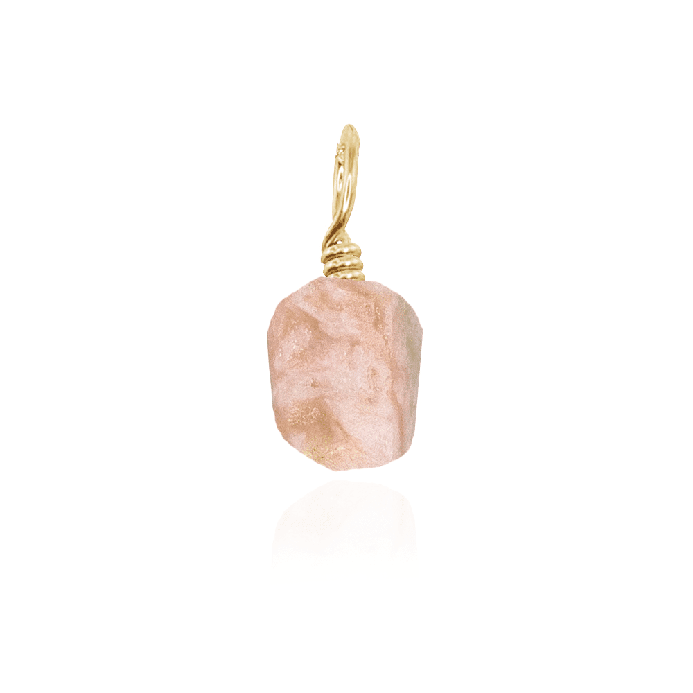 Tiny Raw Pink Peruvian Opal Crystal Pendant - Tiny Raw Pink Peruvian Opal Crystal Pendant - 14k Gold Fill - Luna Tide Handmade Crystal Jewellery