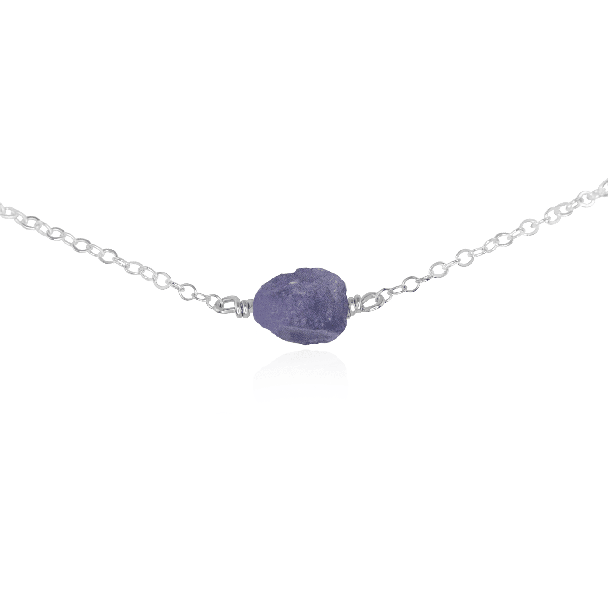 Tiny Raw Tanzanite Crystal Nugget Choker - Tiny Raw Tanzanite Crystal Nugget Choker - Sterling Silver - Luna Tide Handmade Crystal Jewellery