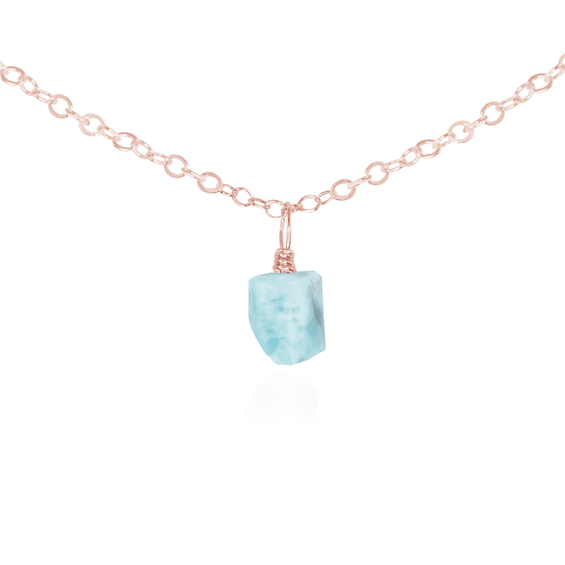 Tiny Rough Larimar Gemstone Pendant Choker - Tiny Rough Larimar Gemstone Pendant Choker - 14k Rose Gold Fill / Cable - Luna Tide Handmade Crystal Jewellery