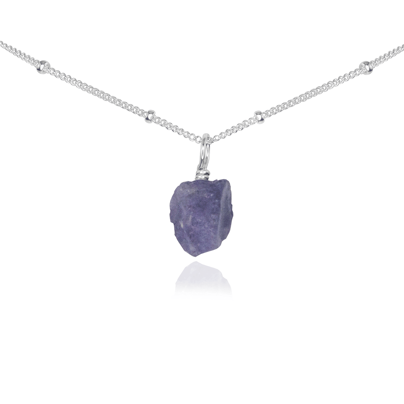 Tiny Rough Tanzanite Gemstone Pendant Choker - Tiny Rough Tanzanite Gemstone Pendant Choker - Sterling Silver / Satellite - Luna Tide Handmade Crystal Jewellery