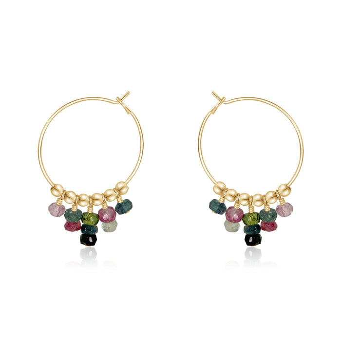 Tourmaline Statement Hoop Earrings - Tourmaline Statement Hoop Earrings - 14k Gold Fill - Luna Tide Handmade Crystal Jewellery