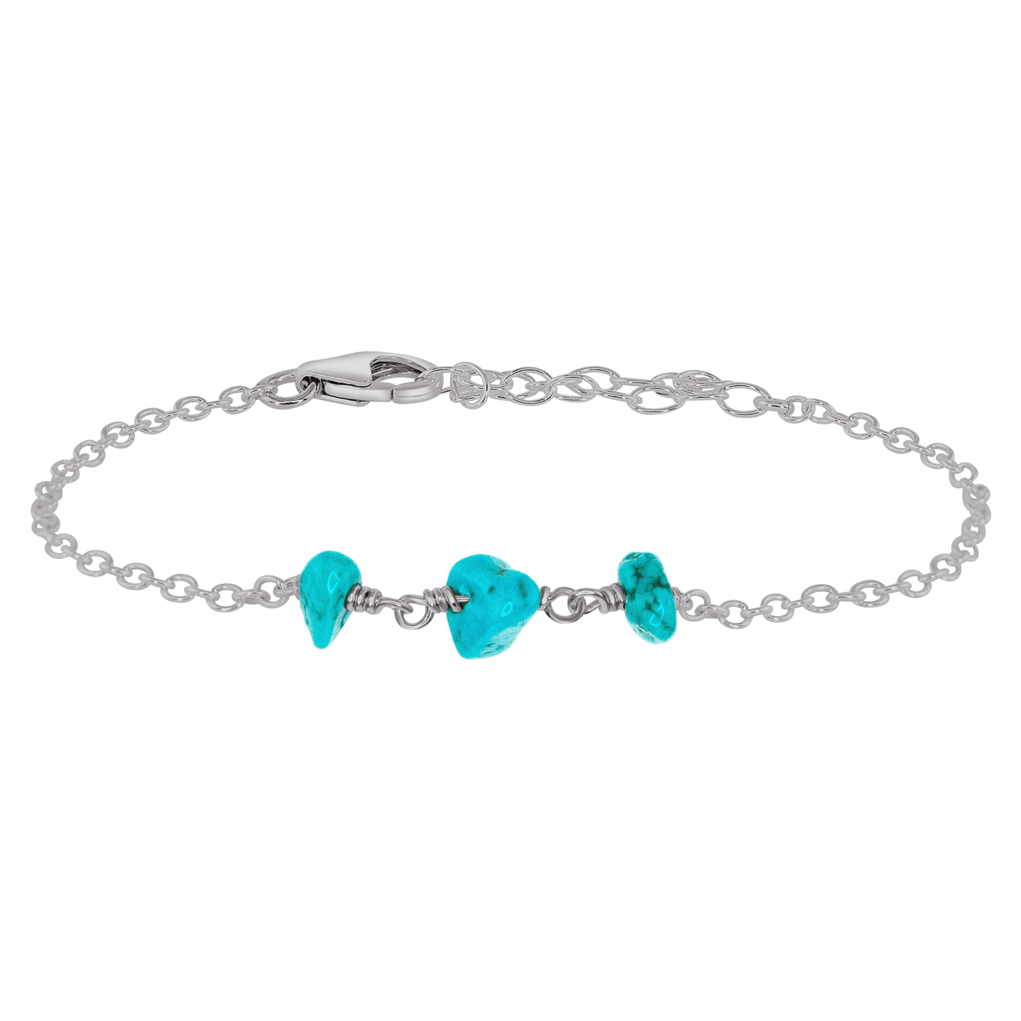 Turquoise Beaded Chain Bracelet - Turquoise Beaded Chain Bracelet - Stainless Steel - Luna Tide Handmade Crystal Jewellery