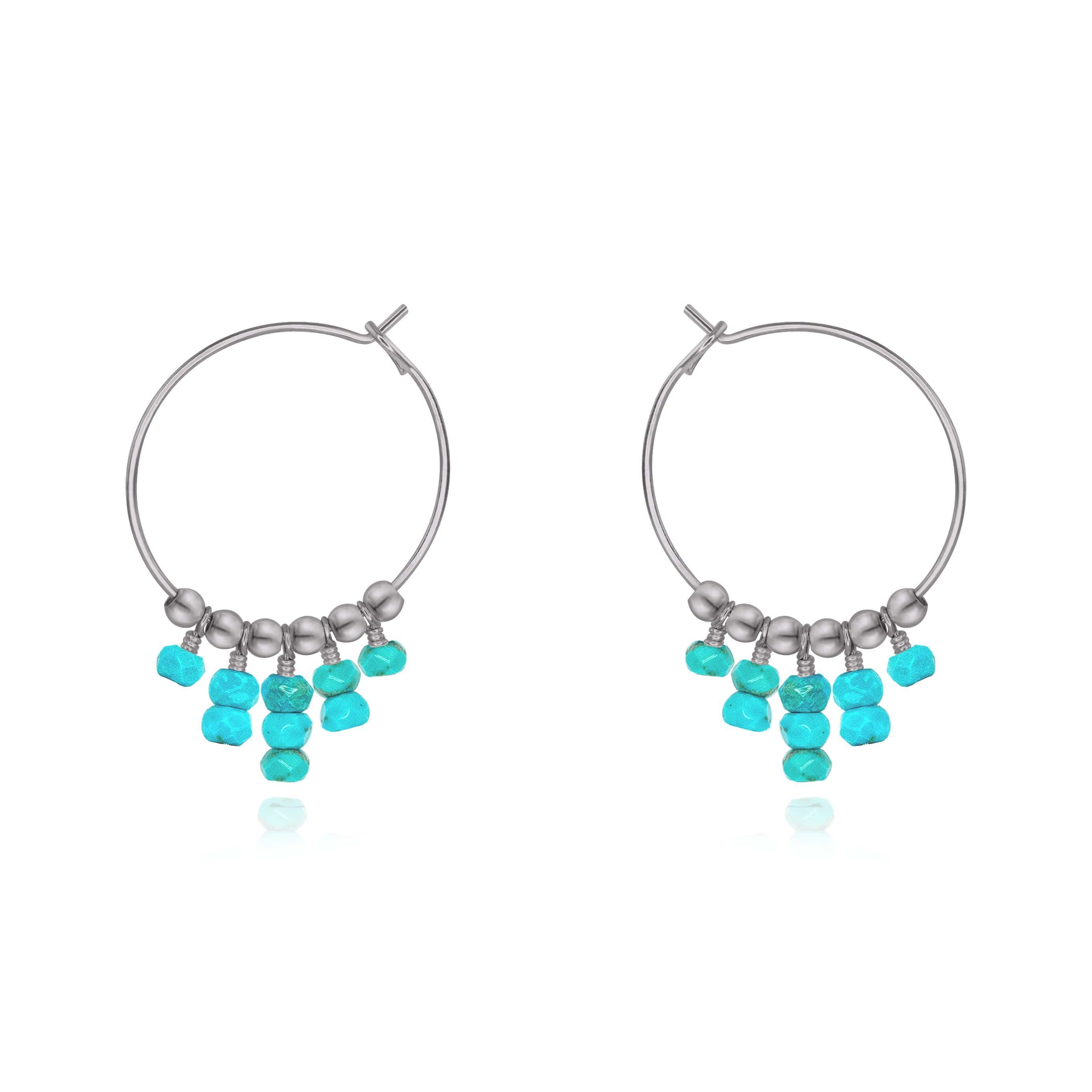 Turquoise Statement Hoop Earrings - Turquoise Statement Hoop Earrings - Stainless Steel - Luna Tide Handmade Crystal Jewellery
