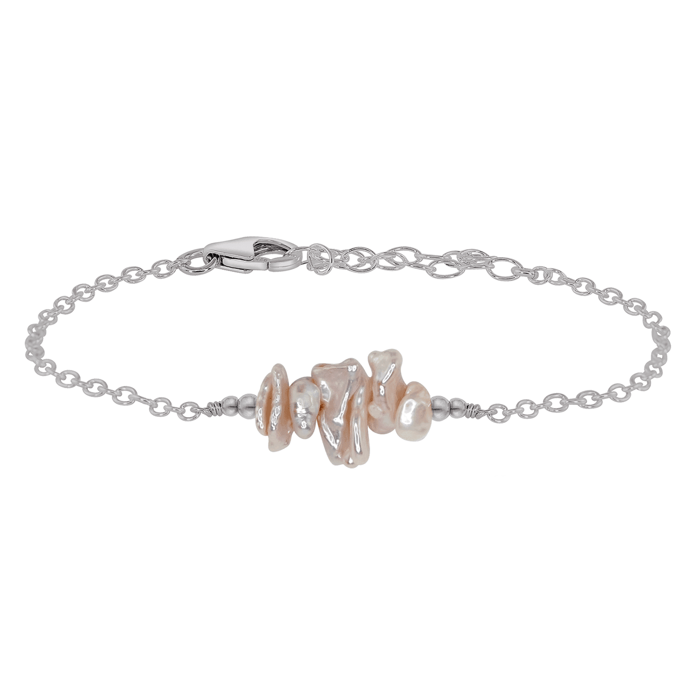 White Freshwater Pearl Chip Bead Bar Bracelet - White Freshwater Pearl Chip Bead Bar Bracelet - Stainless Steel - Luna Tide Handmade Crystal Jewellery