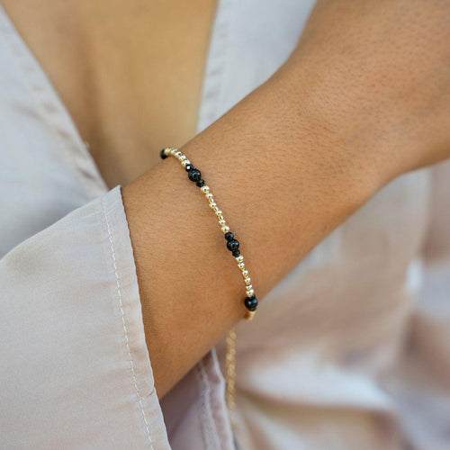 Custom Bohemian Crystal Precious Metal Beaded Bracelet - Custom Bohemian Crystal Precious Metal Beaded Bracelet - Sterling Silver / M 17-22cm (6.5-8.5") - Standard - Luna Tide Handmade Crystal Jewellery