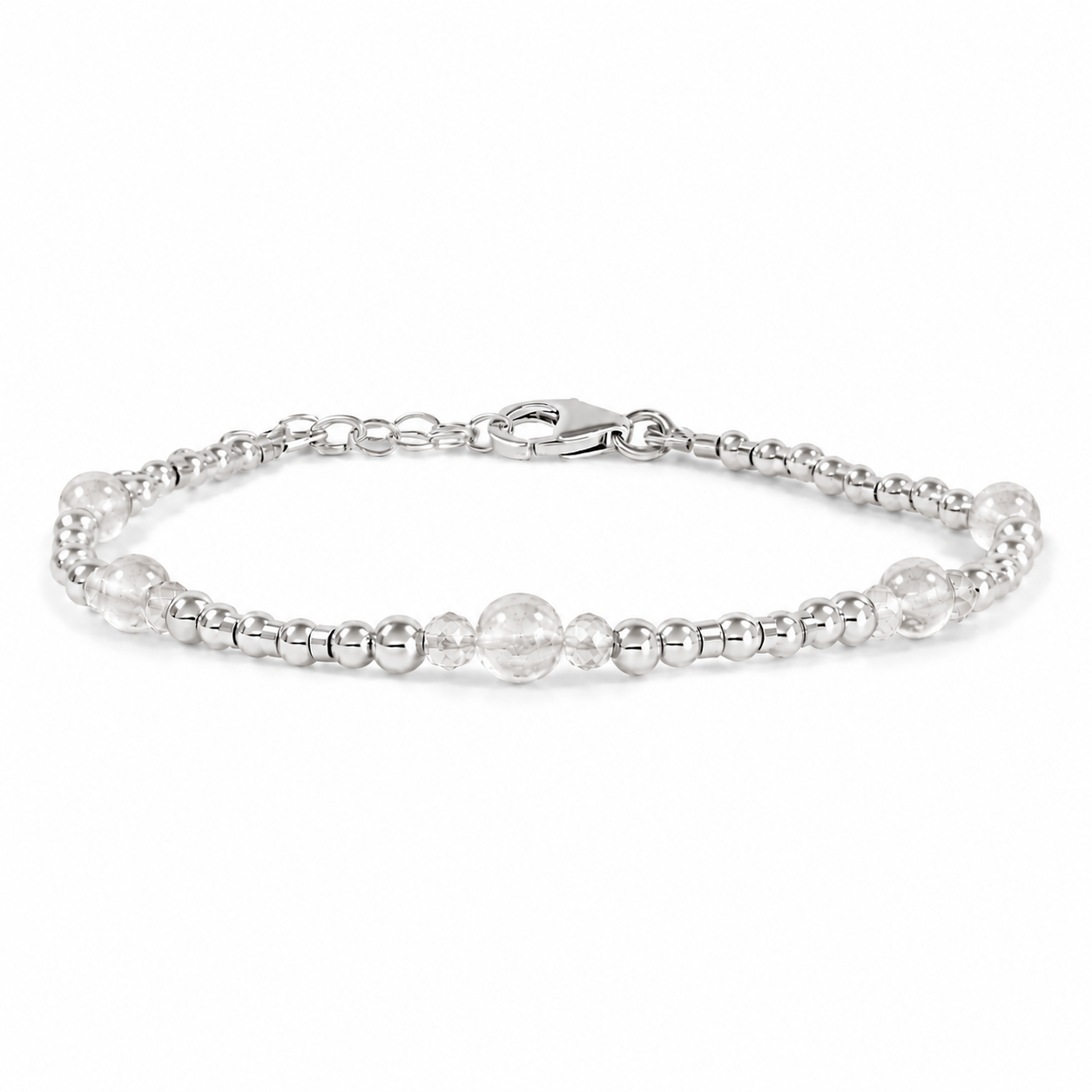 Bohemian Crystal Quartz Precious Metal Beaded Bracelet