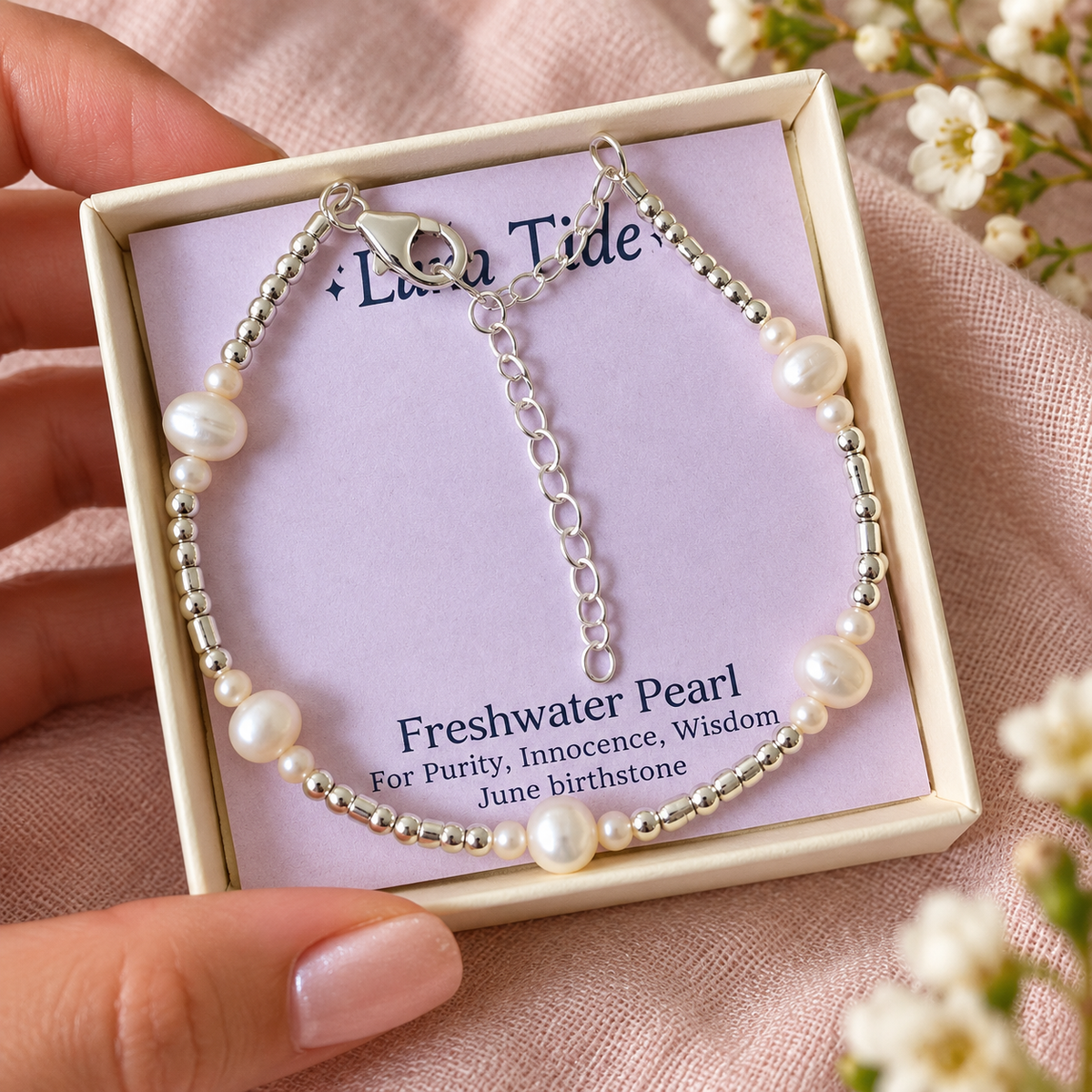 Bohemian Freshwater Pearl Crystal Precious Metal Beaded Bracelet