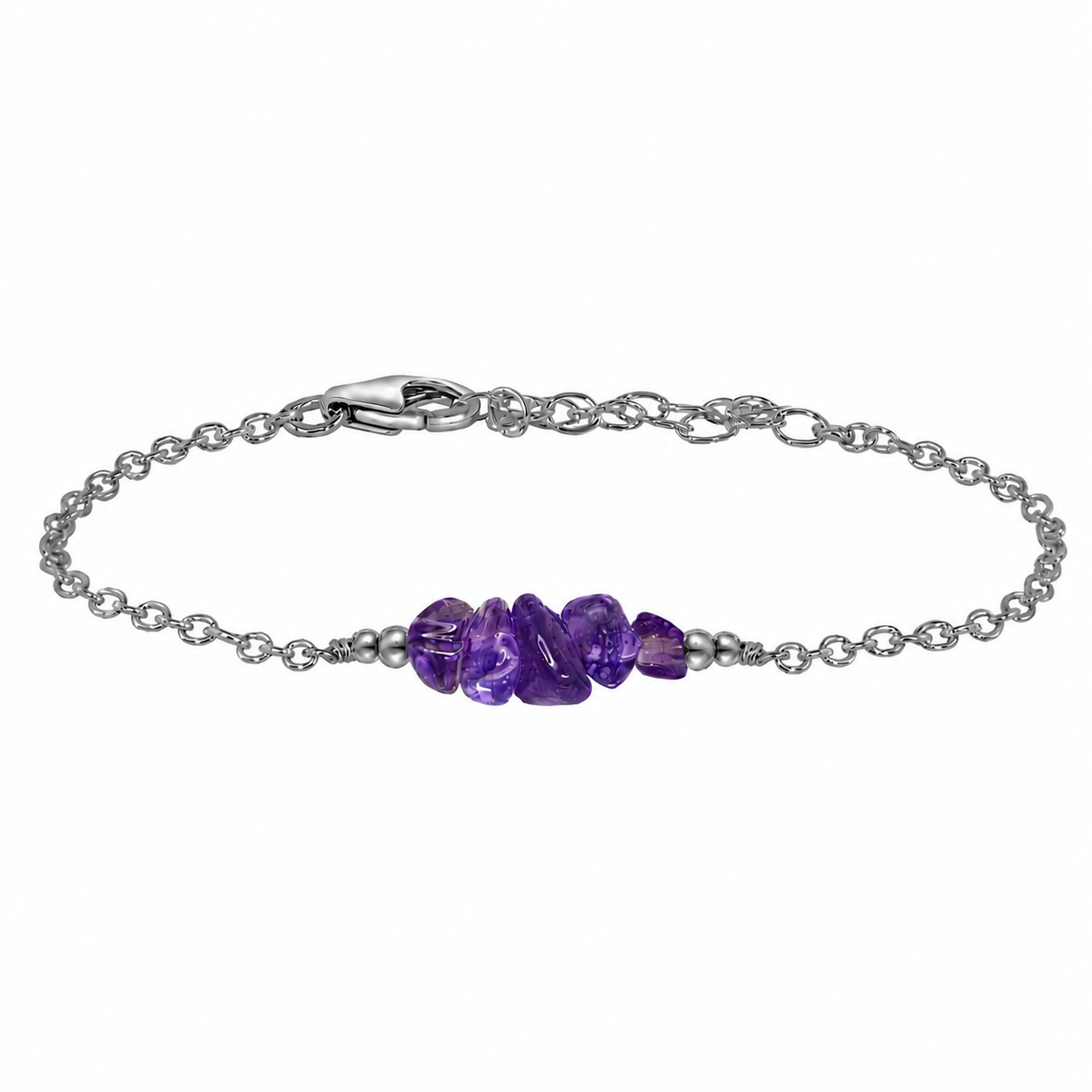 Amethyst Chip Bead Bar Bracelet