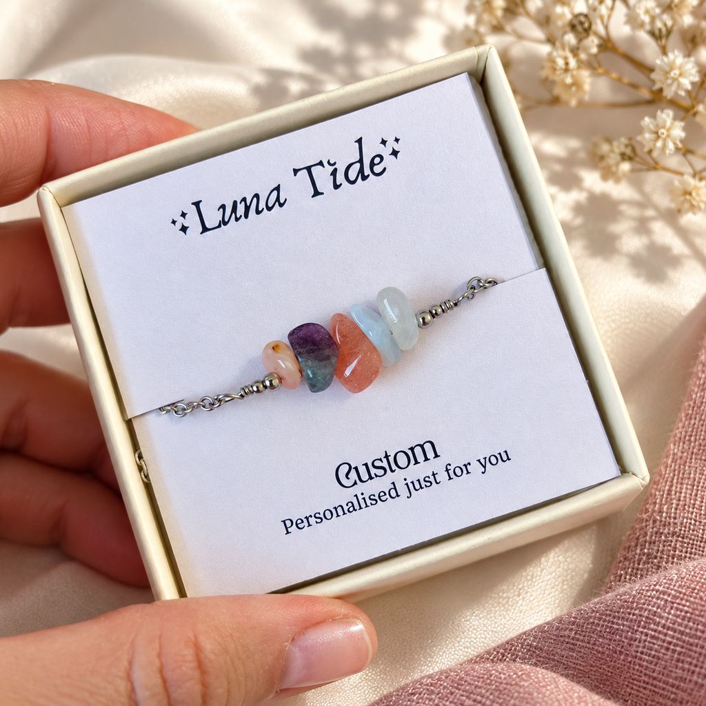 Custom Crystal Chip Bead Bar Bracelet