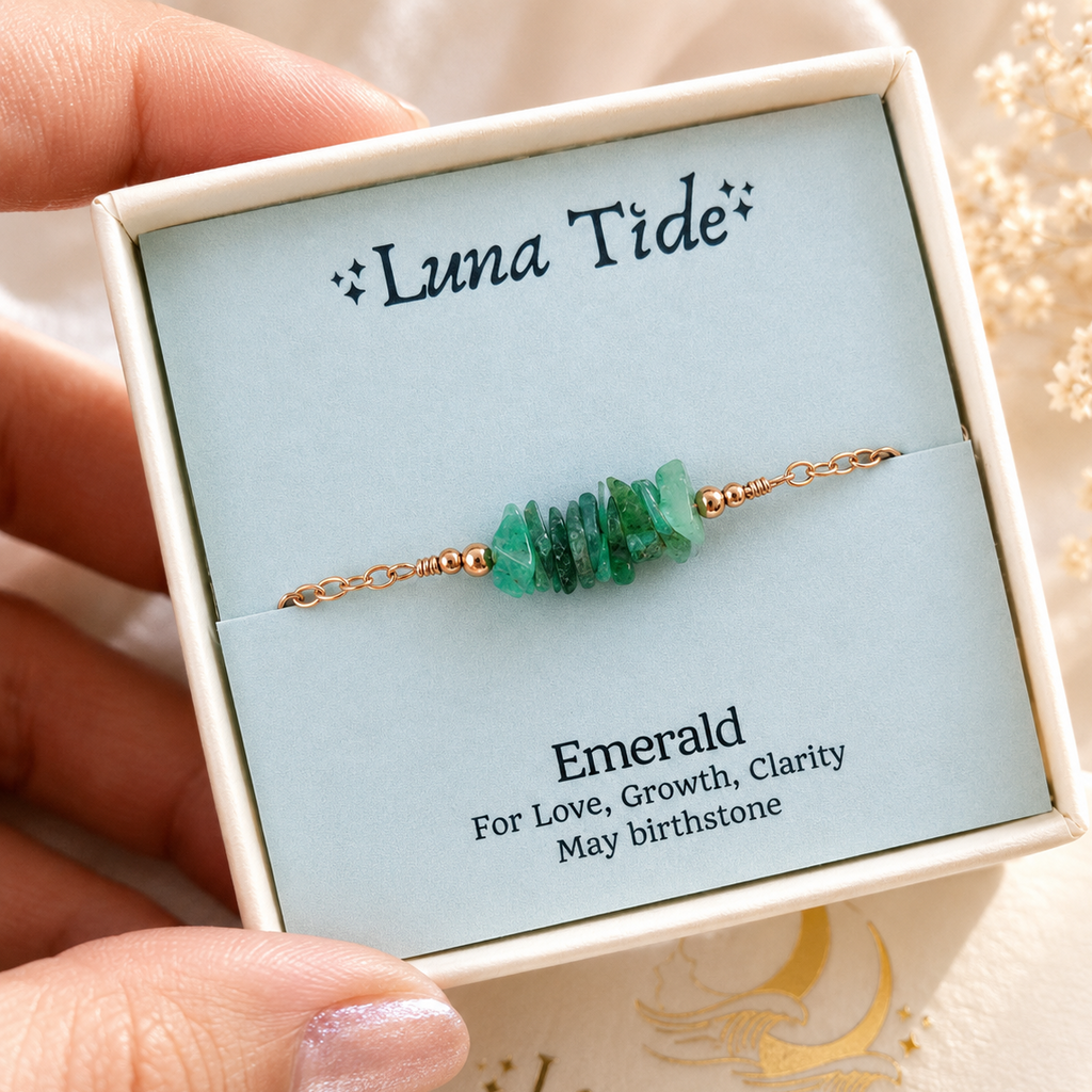 Emerald Chip Bead Bar Anklet
