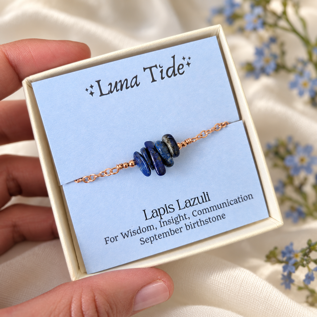 Lapis Lazuli Crystal Chip Bead Bar Anklet