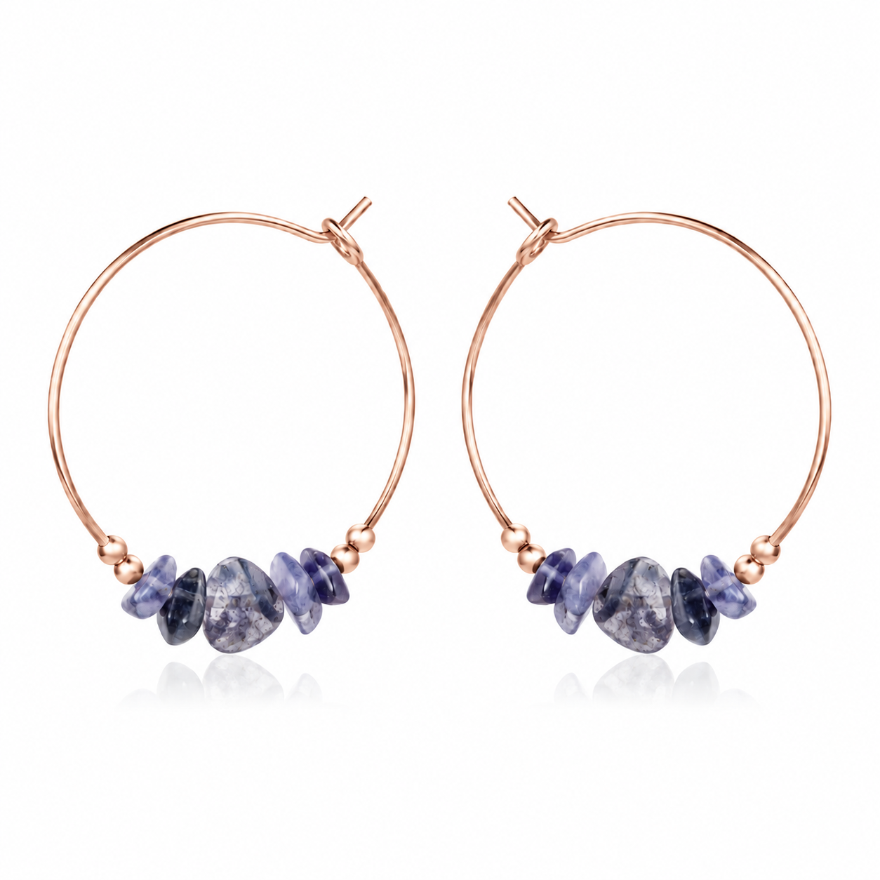 Iolite Crystal Chip Large Hoop Earrings