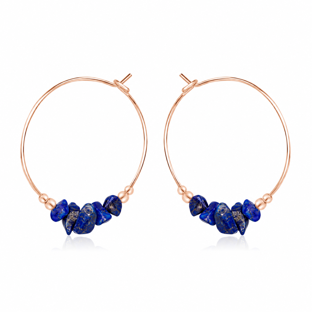 Lapis Lazuli Crystal Chip Large Hoop Earrings