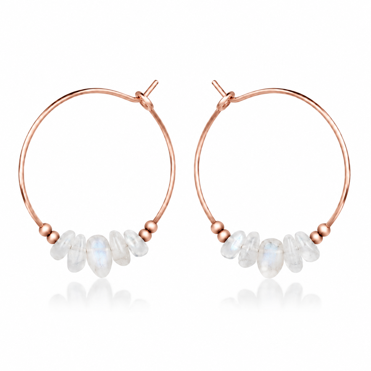 White Moonstone Crystal Chip Large Hoop Earrings