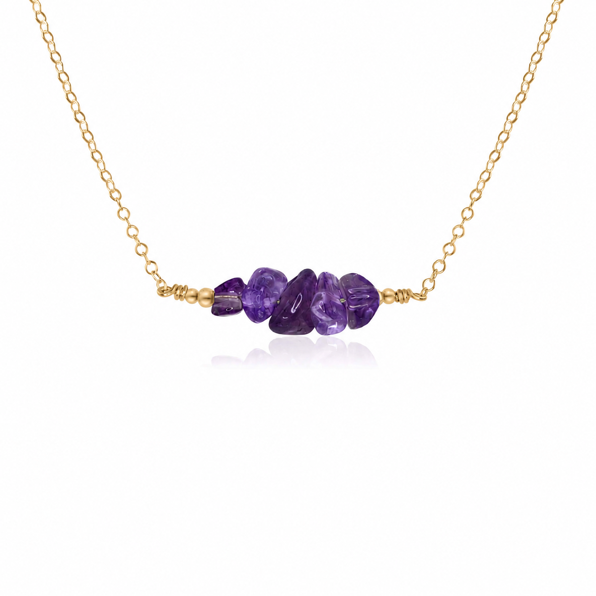 Amethyst Chip Bead Bar Necklace
