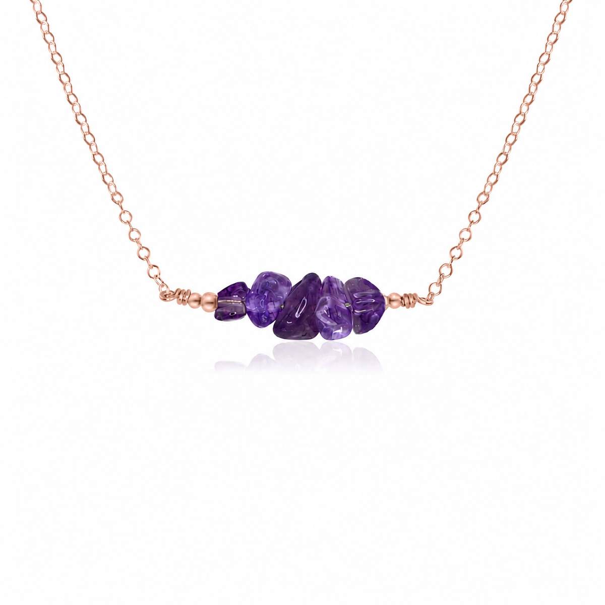Amethyst Chip Bead Bar Necklace