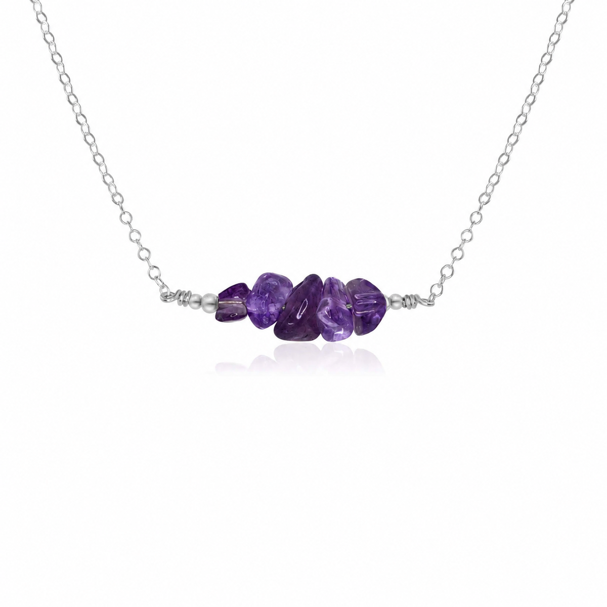 Amethyst Chip Bead Bar Necklace