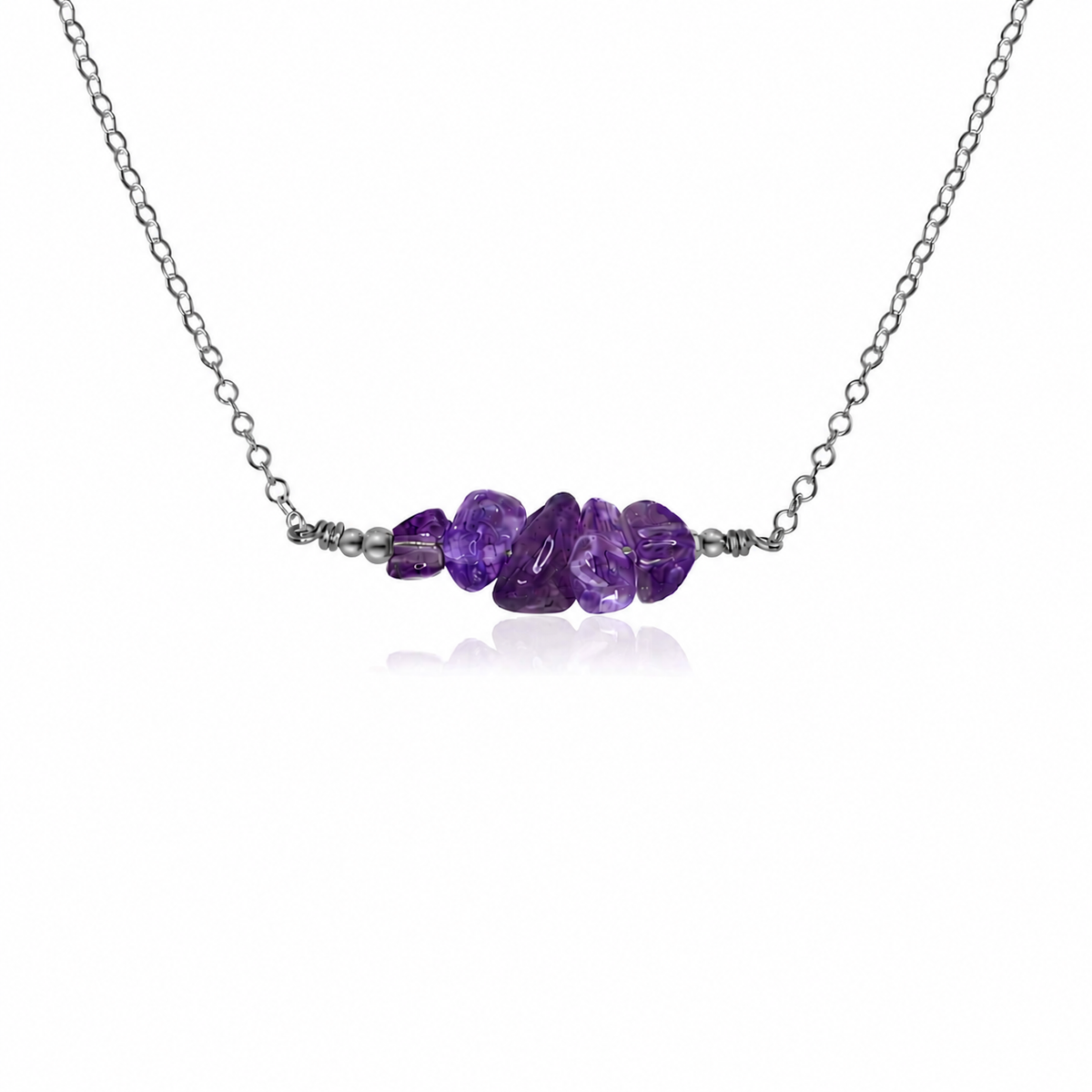 Amethyst Chip Bead Bar Necklace