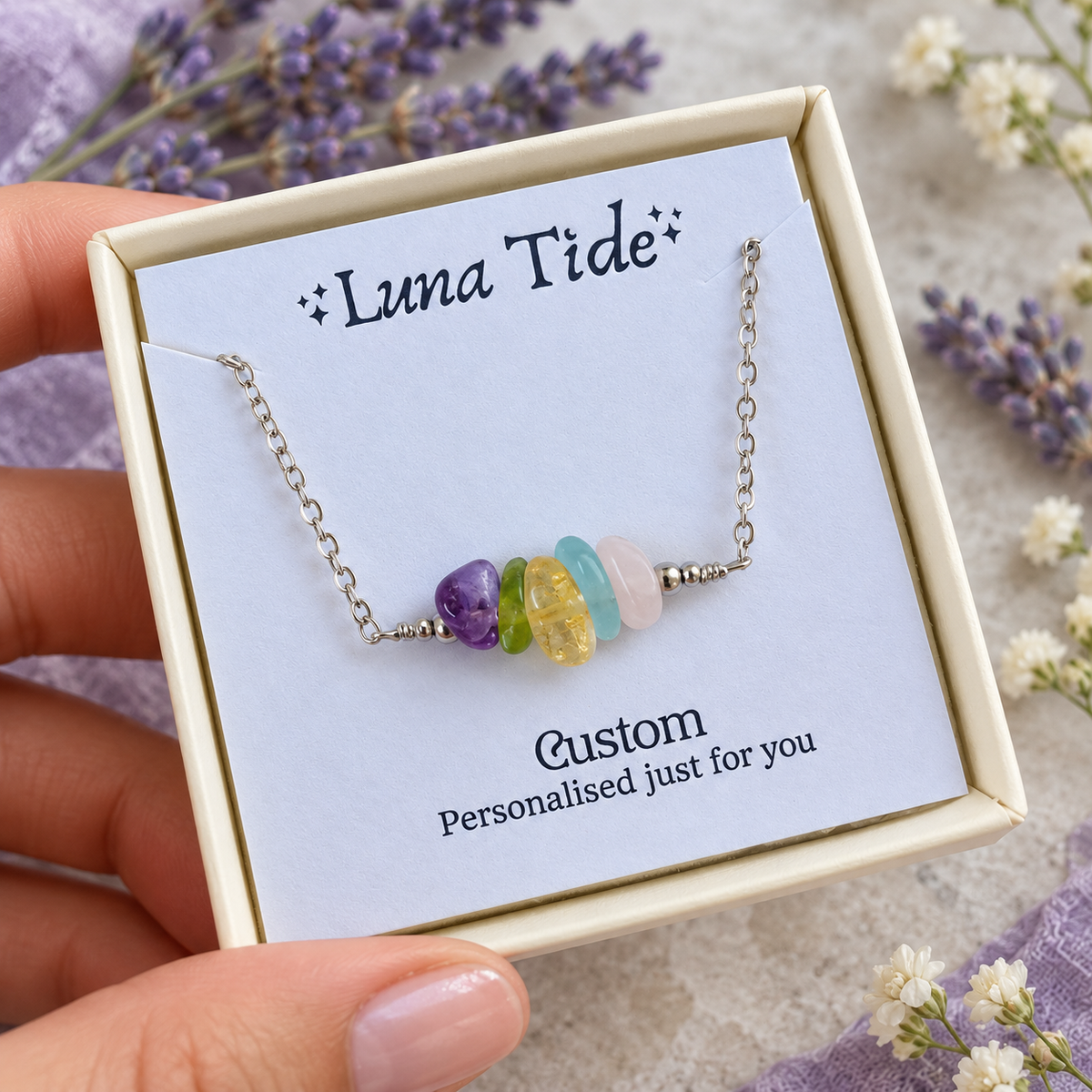 Custom Crystal Chip Bead Bar Necklace